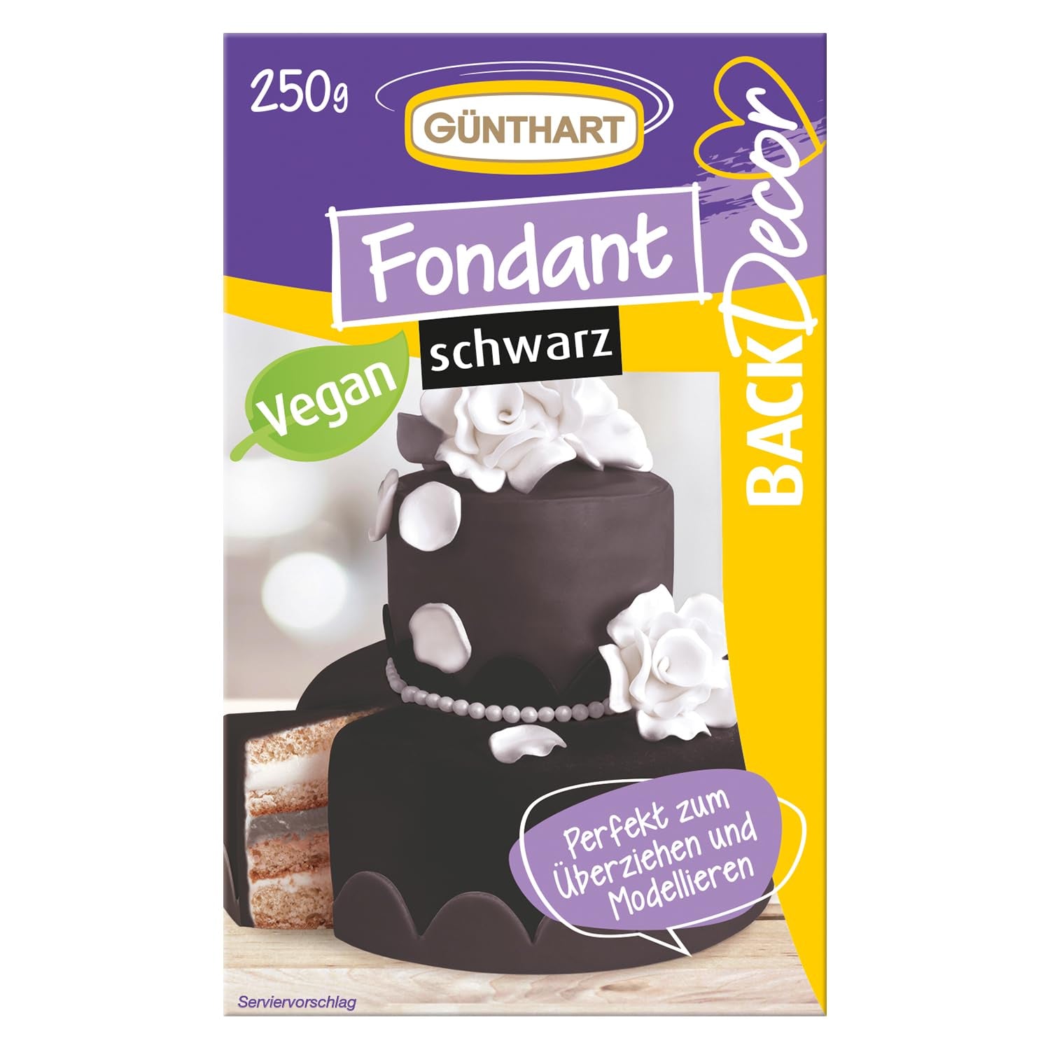 Günthart BackDecor 250 Fondant Verde 100% Vegano Senza Olio Di Palma Resistente Allo Strappo Per Ricoprire Torte E Pasticceria Adatto Per Modellare 1 Confezione (1 x 250g) Naty Shop Pasta Di Zucchero 250G (1 Confezione) Nera