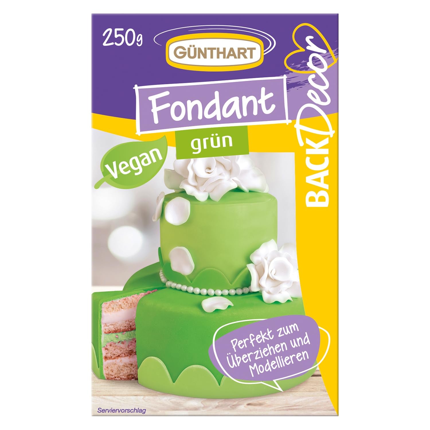 Günthart BackDecor 250 fondente verde, 100% vegano, senza olio di palma, resistente agli strappi per coprire torte e pasticcini, adatto per modellare, 1 confezione (1 x 250 g) Pasta di zucchero Naty Shop 250 G (1 confezione) Saluti