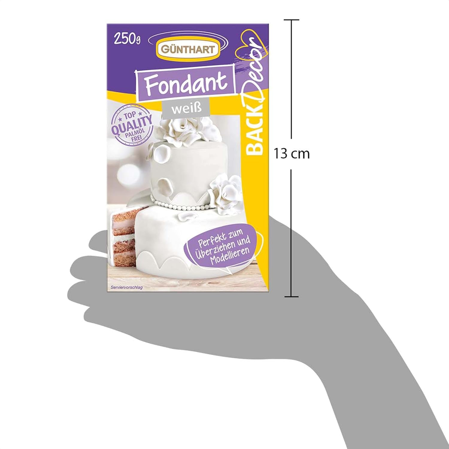 Günthart BackDecor Fondant Bianco 250g, 100% Vegano, Senza Olio di Palma, Resistente agli Strappi per Ricoprire Torte e Pasticceria, Adatto per Modellare, Confezione da 2 (1 x 250g) Naty Shop Pasta di Zucchero