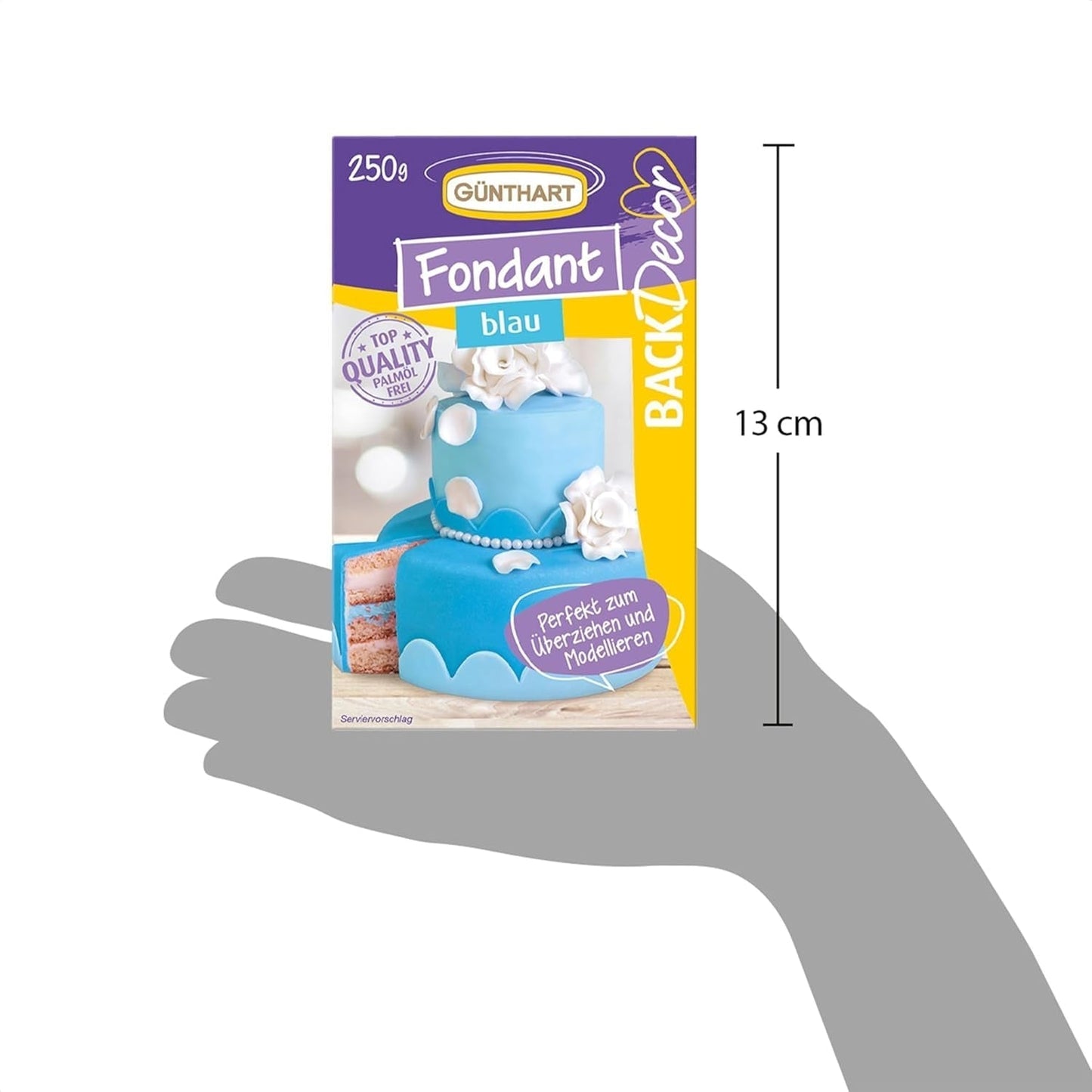 Günthart BackDecor Fondant Blu 250g, 100% Vegano, Senza Olio di Palma, Resistente agli Strappi per Ricoprire Torte e Pasticceria, Adatto per Modellare, Confezione da 3 (1 x 250g) Naty Shop Pasta di Zucchero