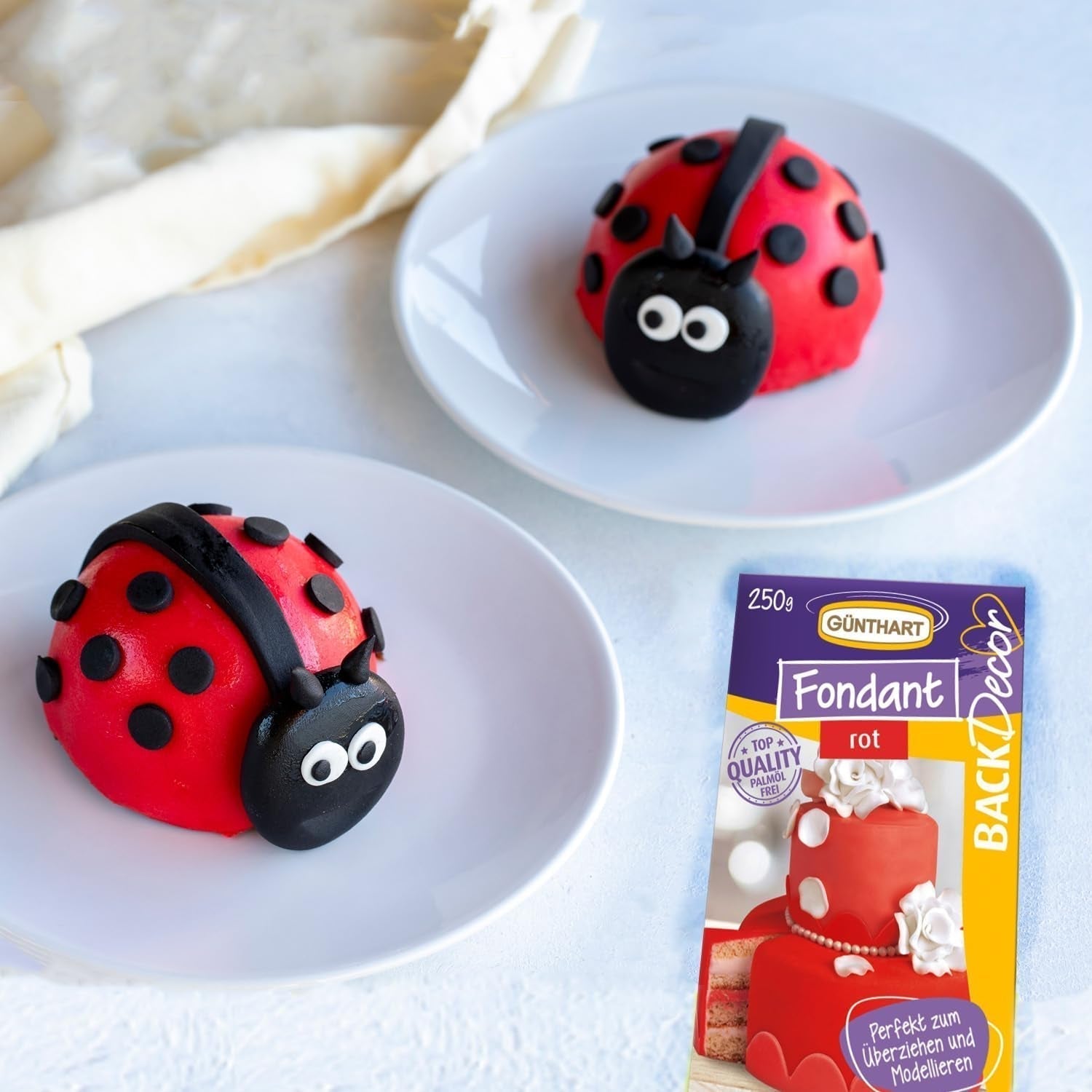 Günthart BackDecor 250g Fondant Rosso, Senza Olio Di Palma, Resistente Allo Strappo Per Ricoprire Torte E Pasticceria, Adatto Per Modellare, Confezione Da 2 (1 X 250g) Pasta Di Zucchero Naty Shop
