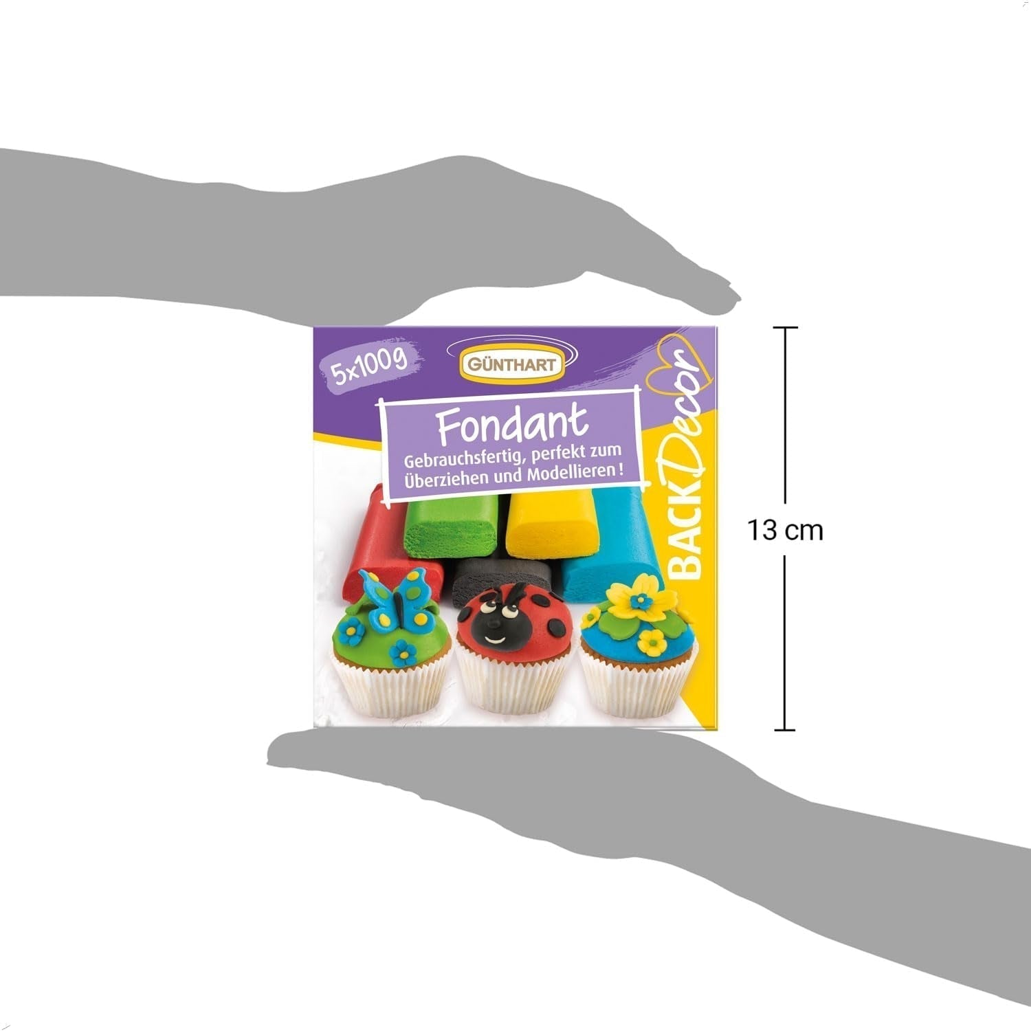 Günthart BackDecor 500g fondente fondente colorato, senza olio di palma, pasta da modellare per design, set da 1 (500 gr) Pasta di zucchero Naty Shop