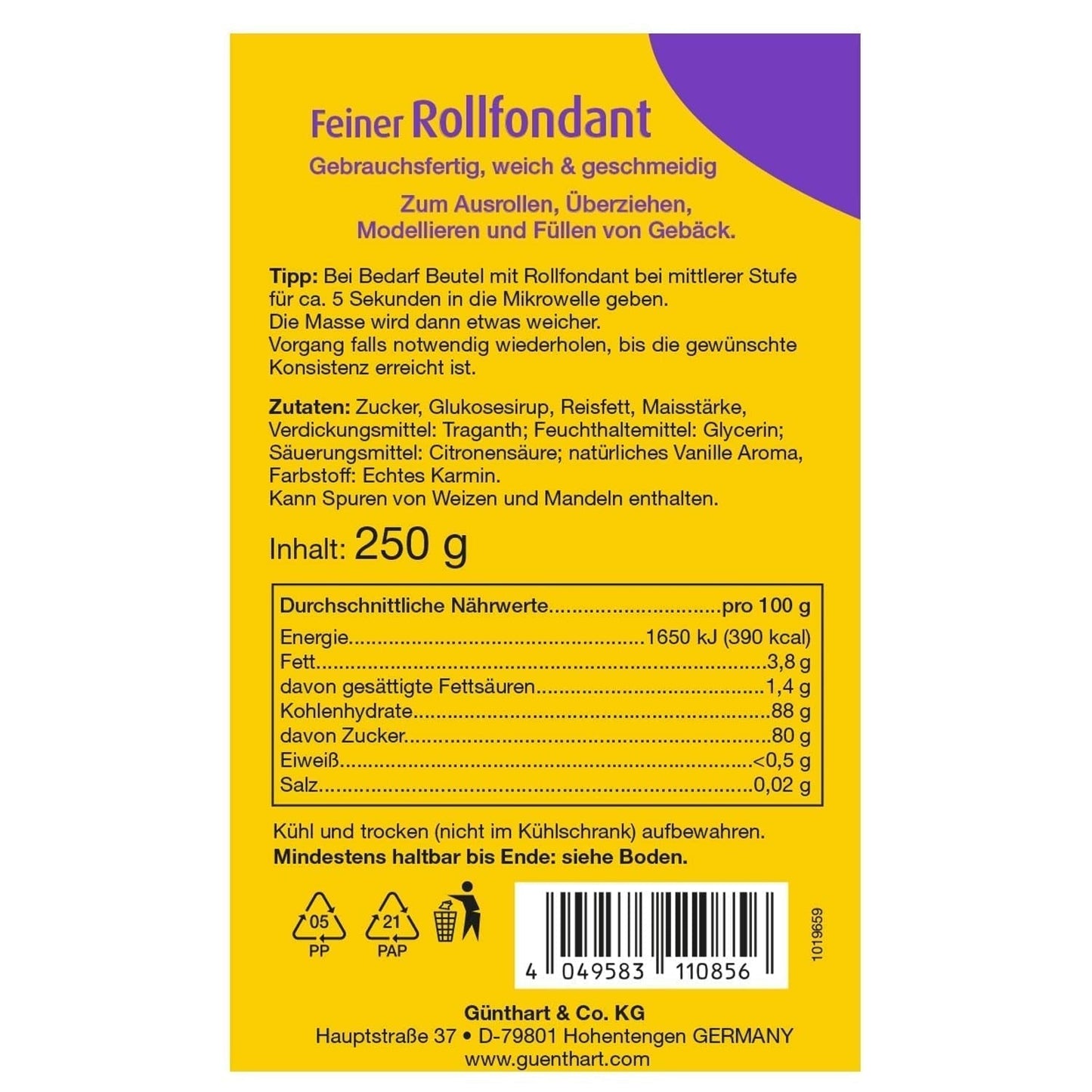 Günthart BackDecor rosa fondente | qualità superiore | pronto all'uso | senza olio di palma | resistente allo strappo | per ricoprire torte e pasticcini | adatto per il modellismo | confezione da 2 (1 x 250 g) pasta di zucchero Naty Shop