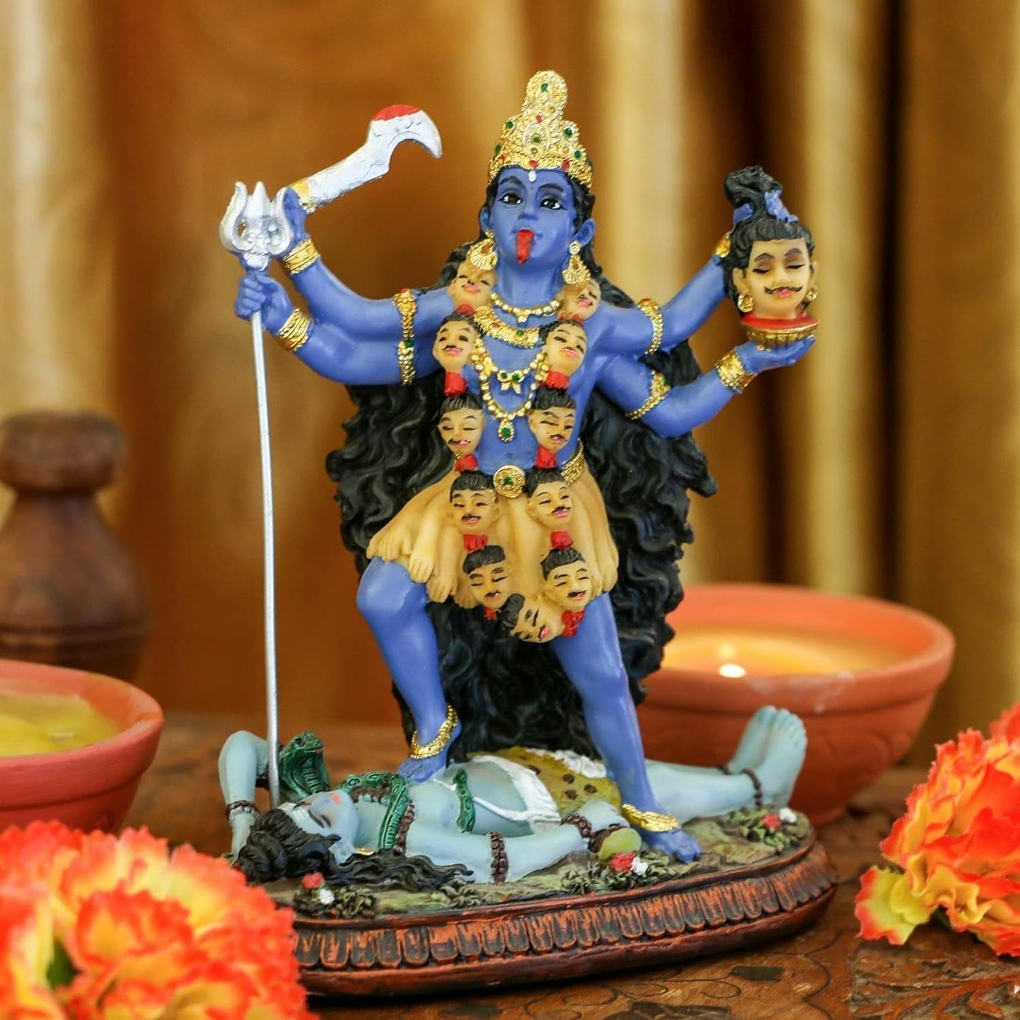 Statua del Dio indù Kali Ma, Dea indiana Kali Bhavatarini Distruttore Statua Decorativa Dea indù del tempo e della morte Figurina Murti Diwali Pooja Regali Home Office Tempio Mandir Altare Puja Articoli Statuette e sculture Naty Shop
