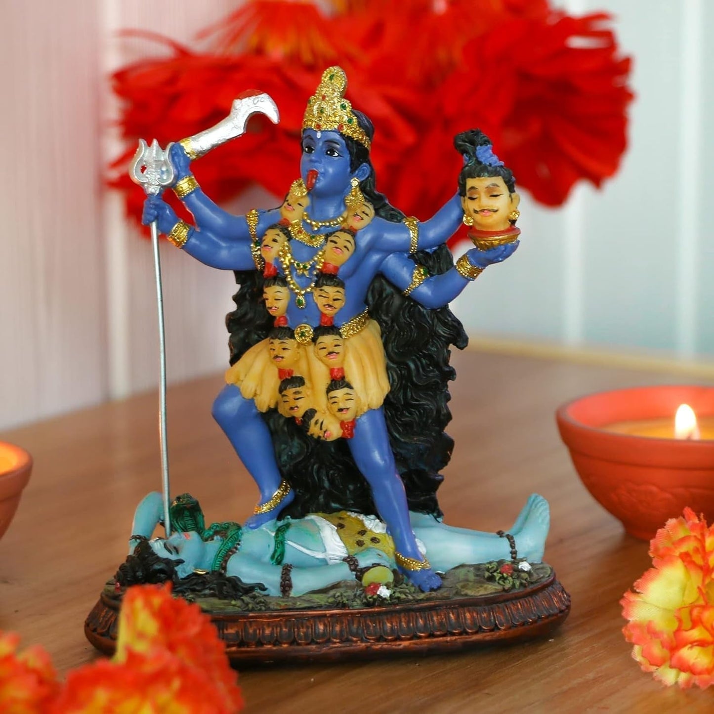 Statua del Dio indù Kali Ma, Dea indiana Kali Bhavatarini Distruttore Statua Decorativa Dea indù del tempo e della morte Figurina Murti Diwali Pooja Regali Home Office Tempio Mandir Altare Puja Articoli Statuette e sculture Naty Shop