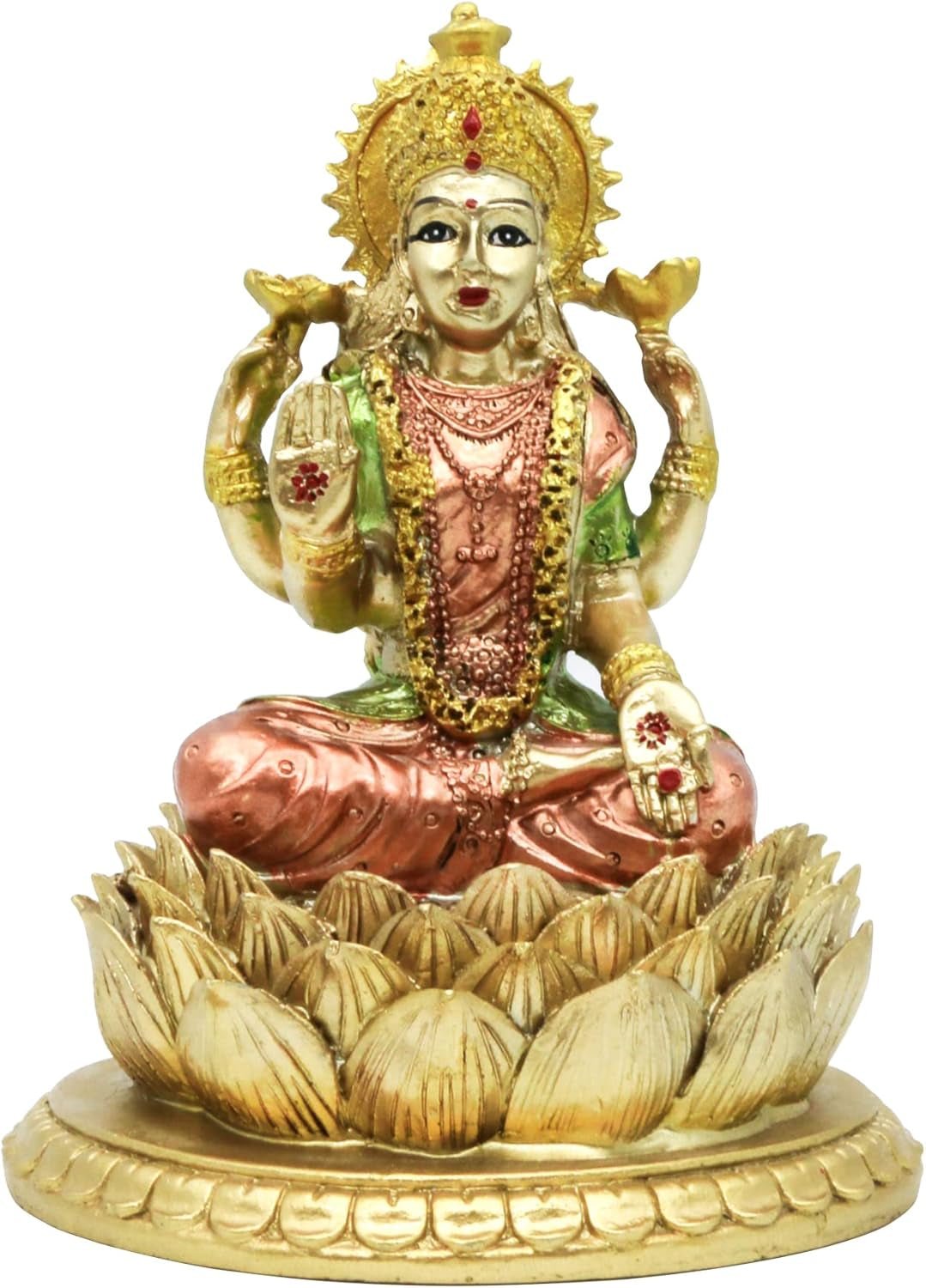 Scultura della dea indù Laxmi Lotus - Statua del Dio indiano Lakshmi Puja - Statuette dell'idolo Murti dell'India Articolo Pooja Regali Diwali Statuette e sculture Naty Shop Titolo predefinito