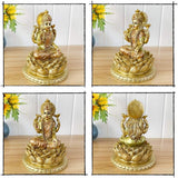 Scultura della dea indù Laxmi Lotus - Statua del Dio indiano Lakshmi Puja - Statuette dell'idolo Murti dell'India Articolo Pooja Regali Diwali Statuette e sculture Naty Shop