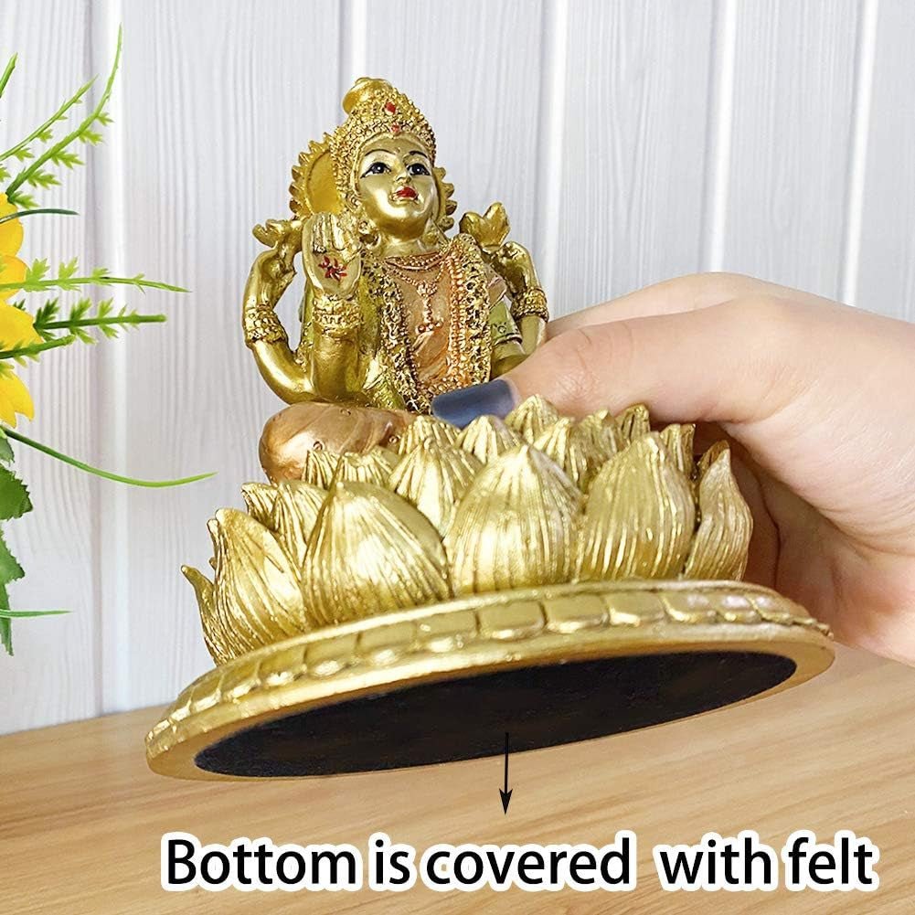 Scultura della dea indù Laxmi Lotus - Statua del Dio indiano Lakshmi Puja - Statuette dell'idolo Murti dell'India Articolo Pooja Regali Diwali Statuette e sculture Naty Shop