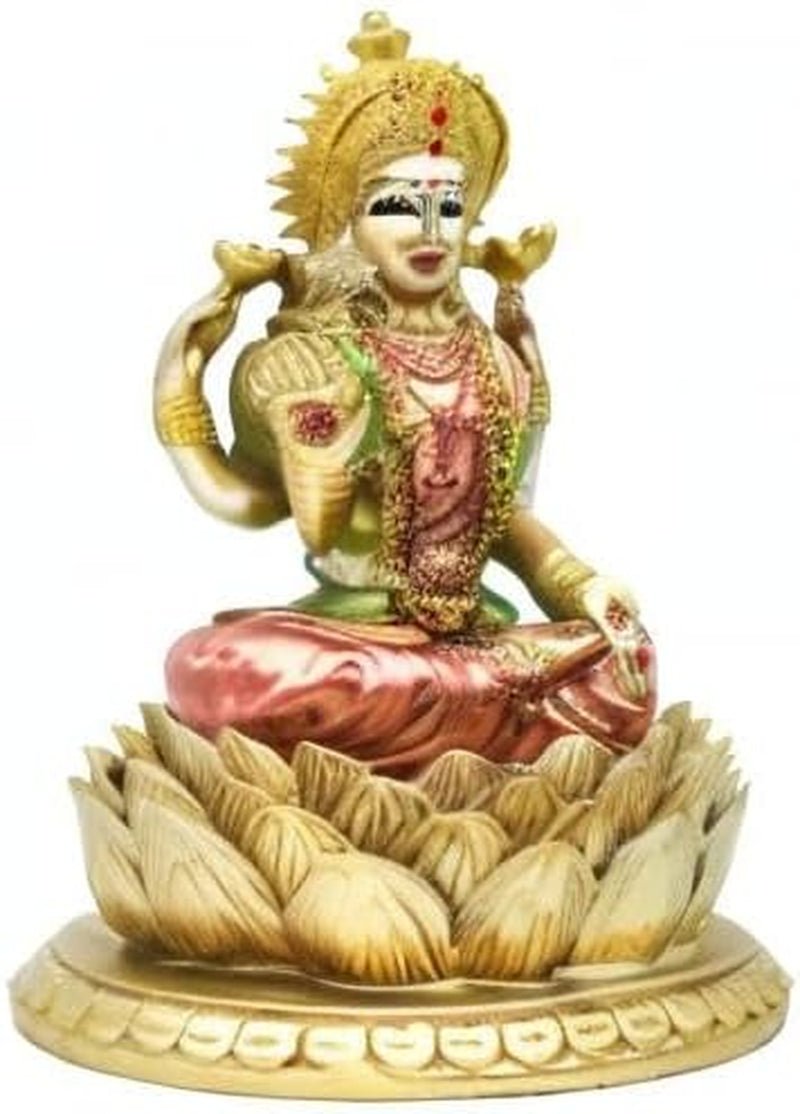 Scultura della dea indù Laxmi Lotus - Statua del Dio indiano Lakshmi Puja - Statuette dell'idolo Murti dell'India Articolo Pooja Regali Diwali Statuette e sculture Naty Shop