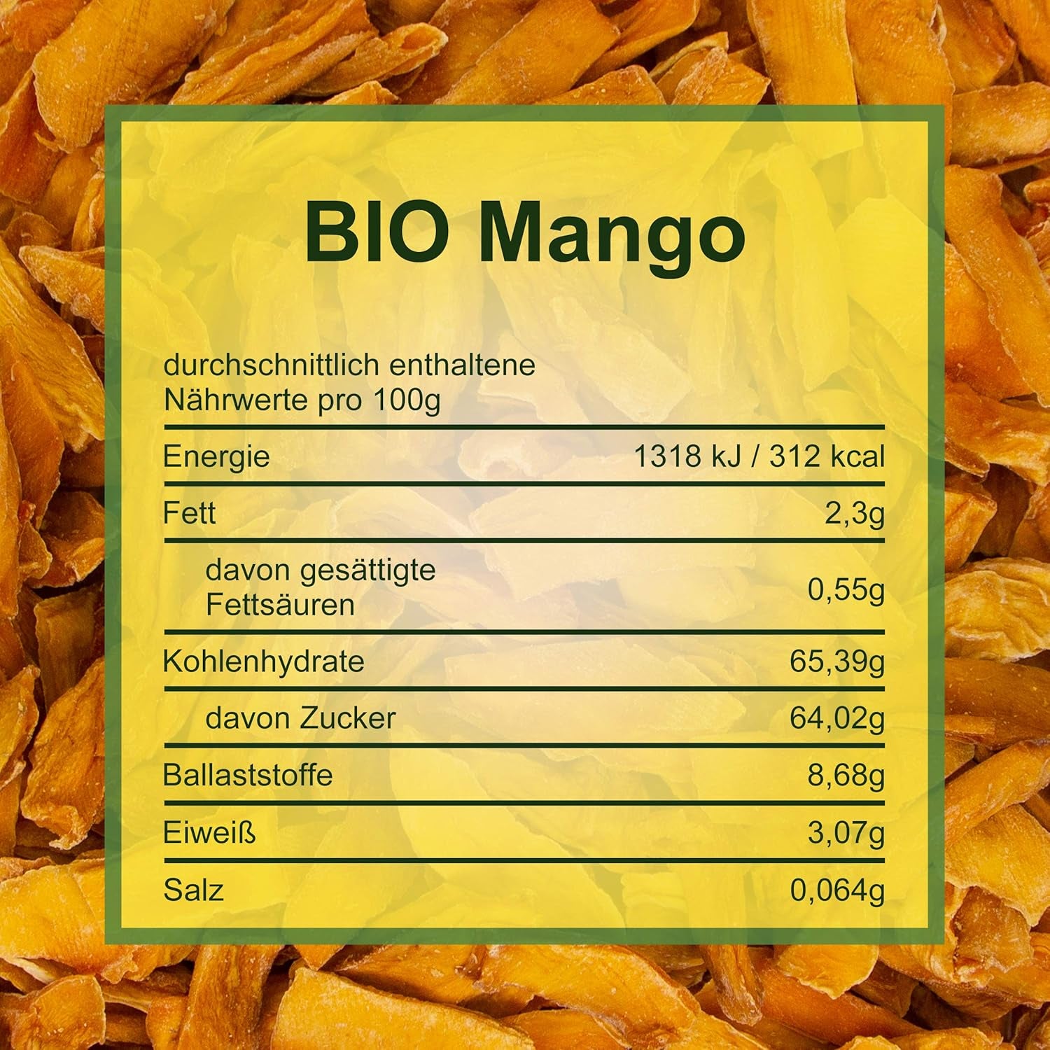 Mango essiccato Howa - frutta secca di qualità biologica, naturale e non solforata - ideale per cucinare, cuocere al forno o come spuntino salutare - fette di mango - senza zucchero - 1000 g di prodotti disidratati Naty Shop