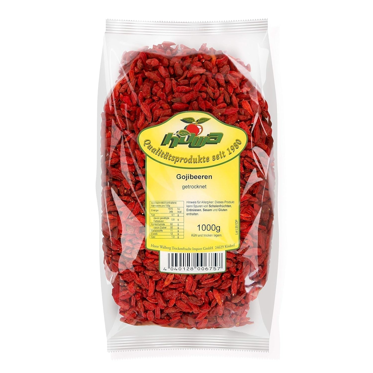 Howa Premium Goji Berries 1 KG secche - non trattate, naturali - superalimento dall'Asia - ideale per cucinare, cuocere al forno o come spuntino salutare - Bacche di Goji 1000 g Prodotti disidratati Naty Shop Titolo predefinito