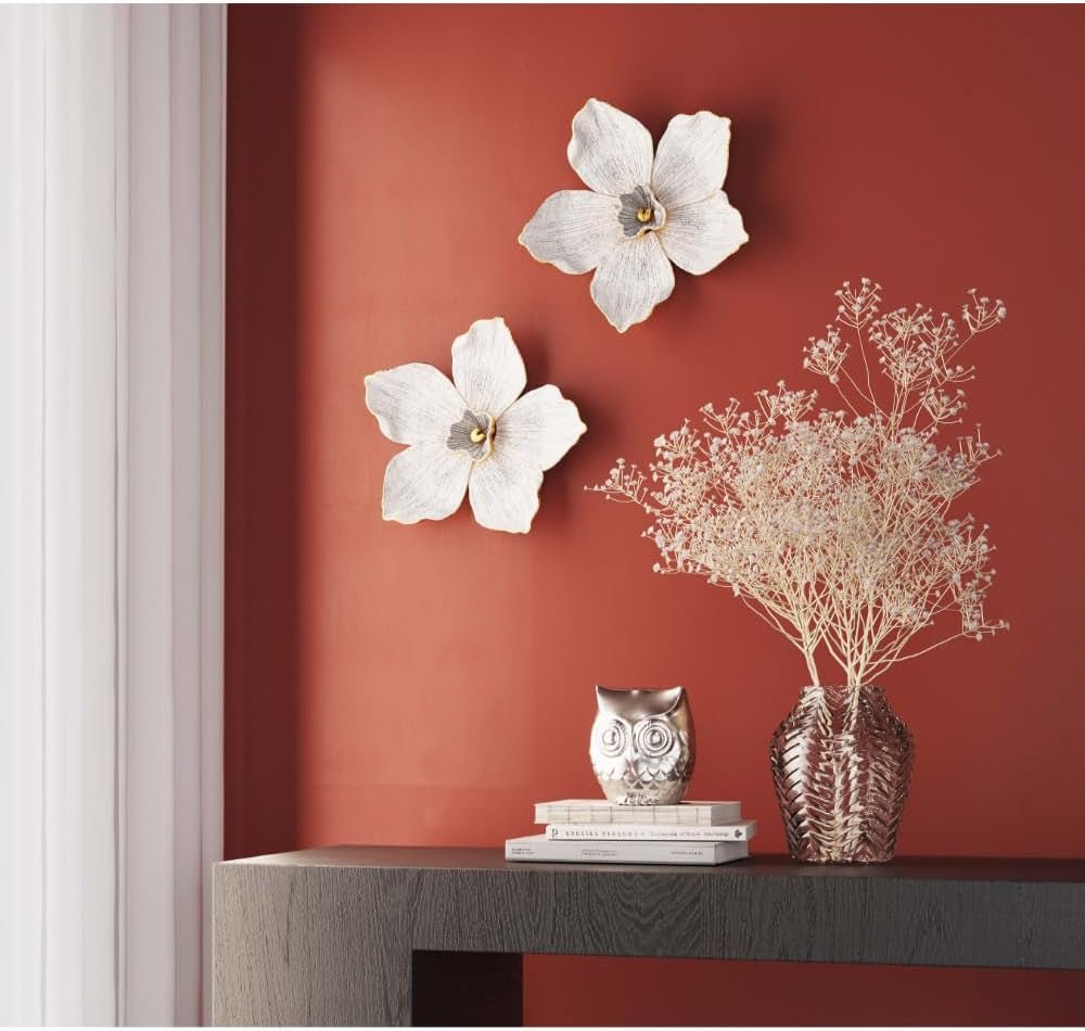 Kare Design Decorazione da parete Orchidea, bianco, XL, decorazione da parete, aspetto fiore di orchidea, fatto a mano, 25x24x7 cm (a/l/p) Statuette e sculture Naty Shop
