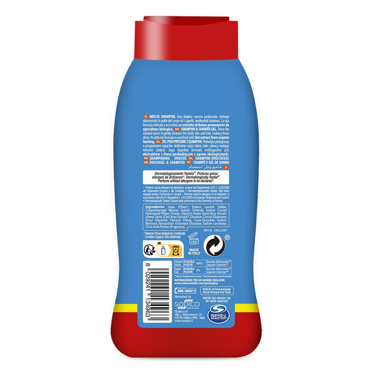 | Bambini - Paw Patrol - Shampoo doccia bambini, sapone doccia corpo e capelli, prodotti per l'igiene bambini, con estratto di avena biologica, 250 ml Bambini - Bagno e Cura della Pelle Naty Shop