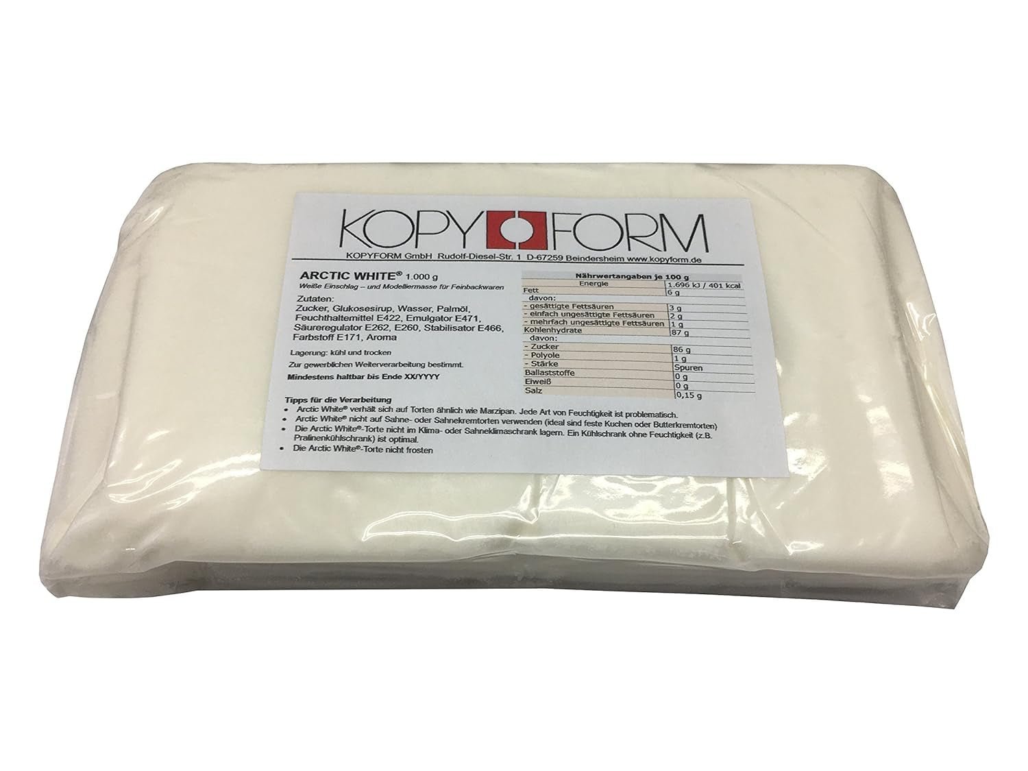 KOPYFORM Rotolo di fondente Arctic White® 6 kg, pasta di zucchero bianca Titolo predefinito di Naty Shop