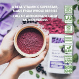 Polvere di ribes nero biologico LOOV, composta al 100% da ribes nero intero, bacche biologiche liofilizzate e in polvere, coltivate nel Nord Europa, senza zuccheri aggiunti, 113g Naty Shop Prodotti disidratati