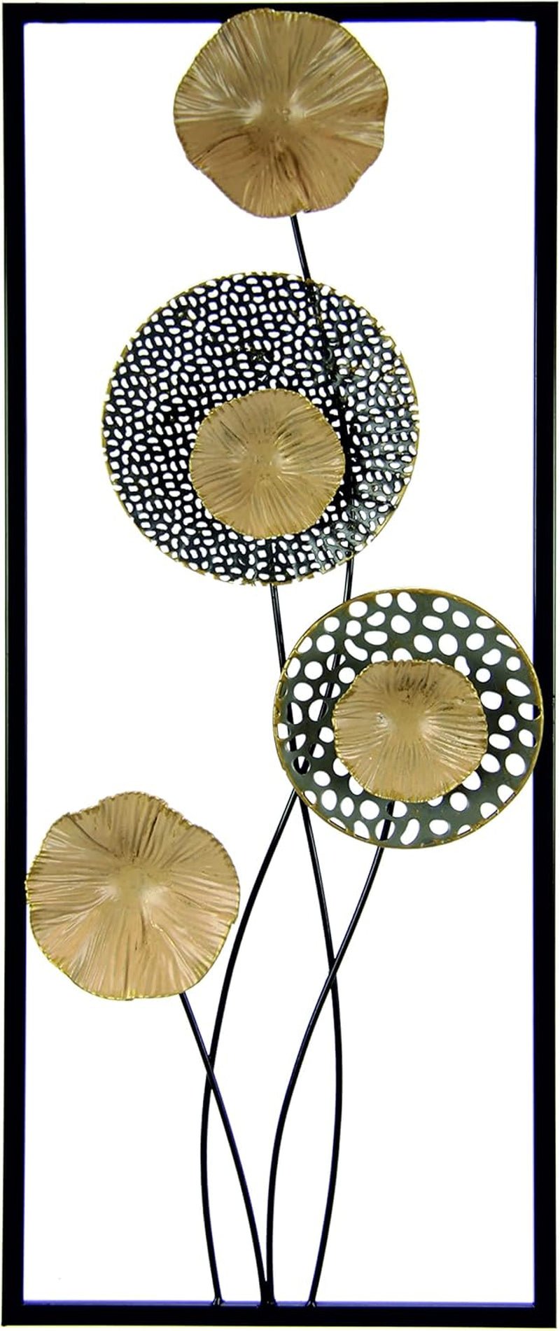 Decorazione murale foglie di loto decorazione murale decorazione murale fiori scultura artistica 3D sculture murali decorazione terrazza decorazione murale decorazione murale in rilievo astratto oggetto da parete designer regalo, Oro, 61x25x4,5cm Statuette e sculture Naty Shop Titolo predefinito