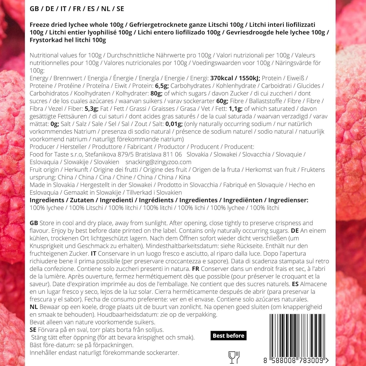 Litchi liofilizzati | 100% Litchi essiccati frutta liofilizzata | essiccato naturalmente Vegano senza glutine | Non succo di litchi Sciroppo di litchi | Litchi tropicali di frutta liofilizzata | ZingyZoo Prodotti disidratati Naty Shop