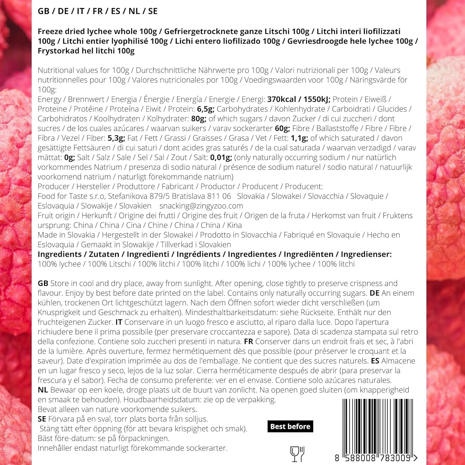 Litchi liofilizzati | 100% Litchi essiccati frutta liofilizzata | essiccato naturalmente Vegano senza glutine | Non succo di litchi Sciroppo di litchi | Litchi tropicali di frutta liofilizzata | ZingyZoo Prodotti disidratati Naty Shop