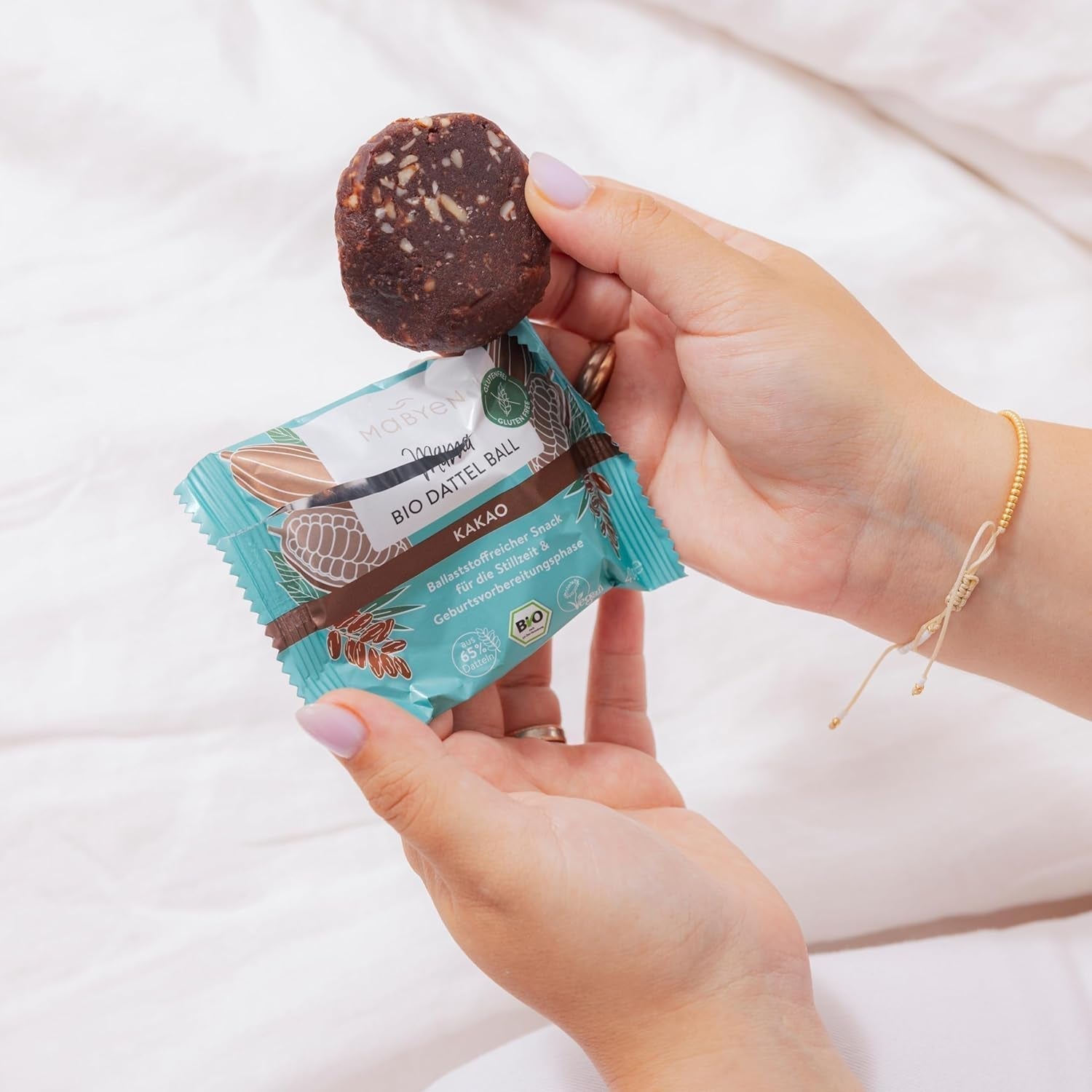 MABYEN Energy Balls Datteri Bio 20 pz. | Date Balls - Snack salutari senza zucchero per gravidanza e allattamento - Barretta proteica con frutta secca - Gusto cacao Prodotti disidratati Naty Shop