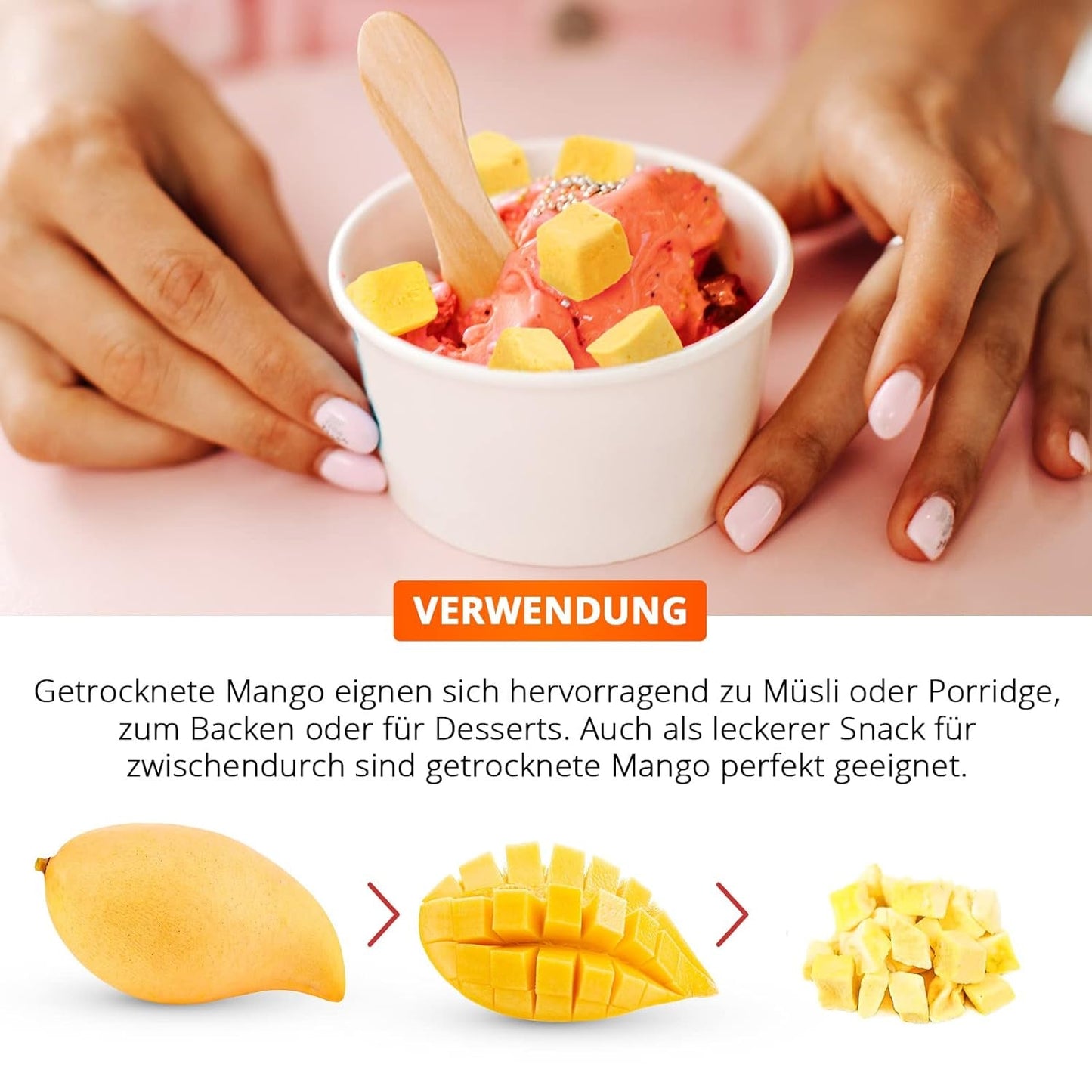 Mango liofilizzato, 250g frutta liofilizzata, senza additivi, fruttato, made in Germany Prodotti disidratati Naty Shop