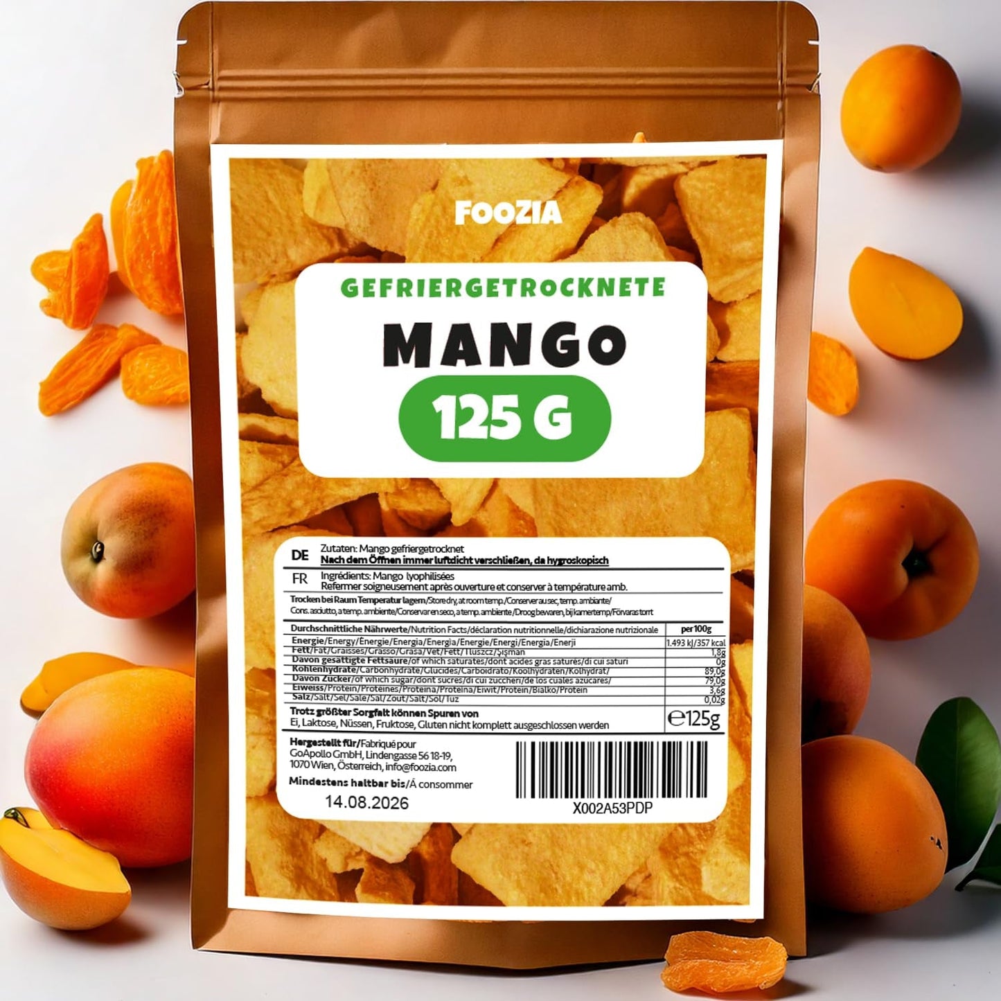 Mango liofilizzato pezzi grandi Frutta liofilizzata Nessun additivo Mango naturale puro al 100% Mango liofilizzato Frutta secca Mango secco 125g di Foozia (125g) Prodotti disidratati Naty Shop 125G