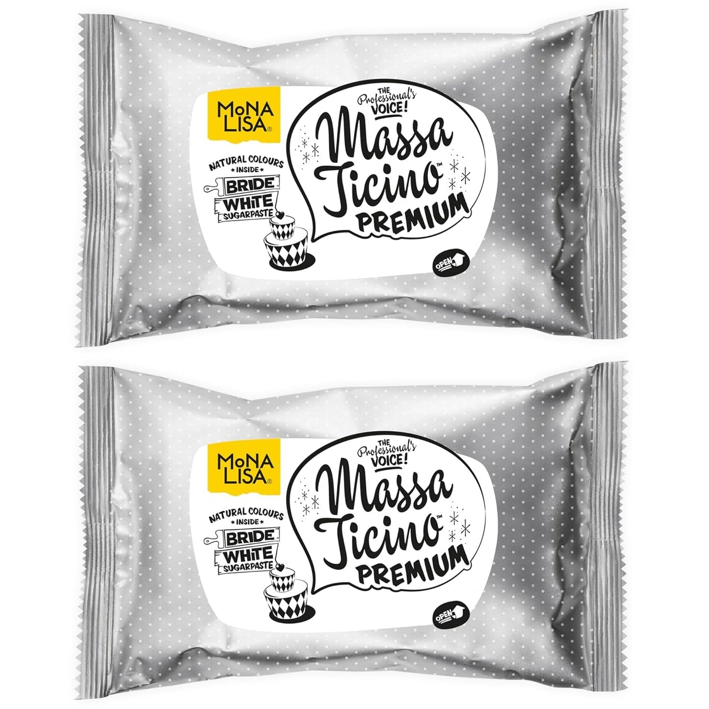 Massa Ticino Fondant White 2x 1kg - Pasta di zucchero premium per torte decorative, fondente arrotolato - perfetta per torte, modellazione e decorazioni - fondente bianco per pasticceri professionisti e dilettanti Pasta di zucchero Naty Shop Default Title