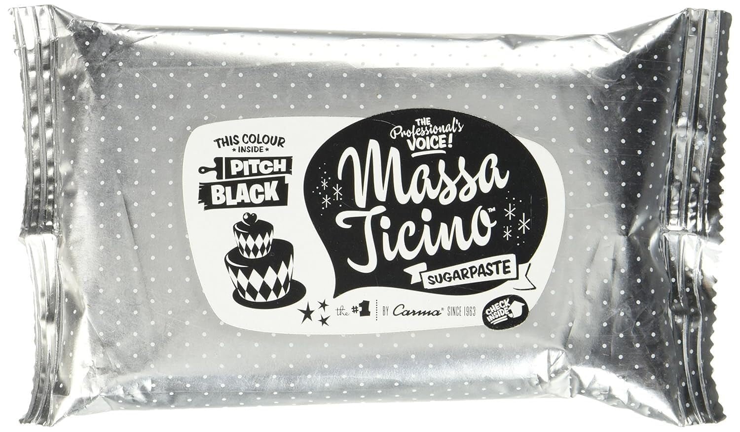 Rotolo di Massa Ticino, pasta di zucchero, nero 250 g Pasta di zucchero Naty Shop Titolo predefinito