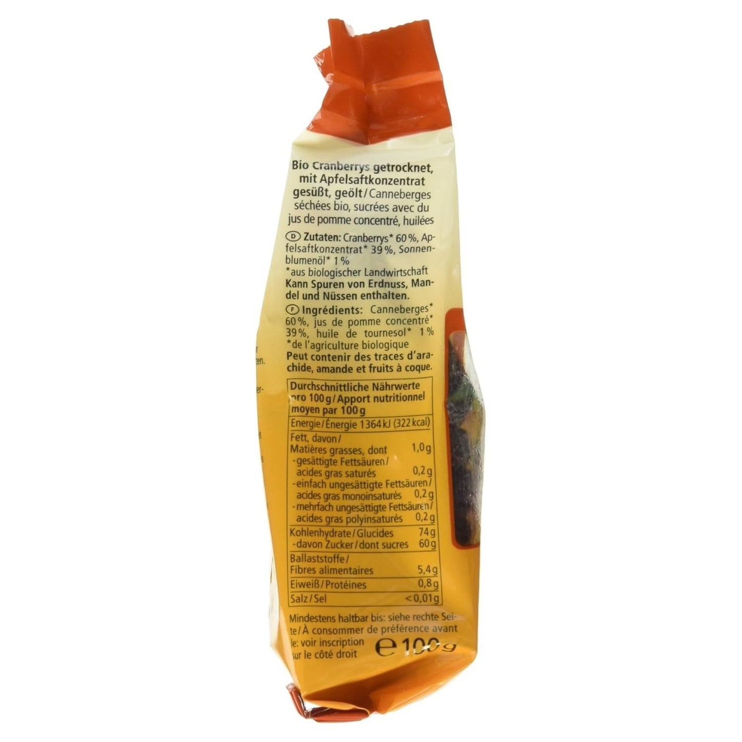 Mirtilli rossi biologici, 100g di prodotti disidratati Naty Shop