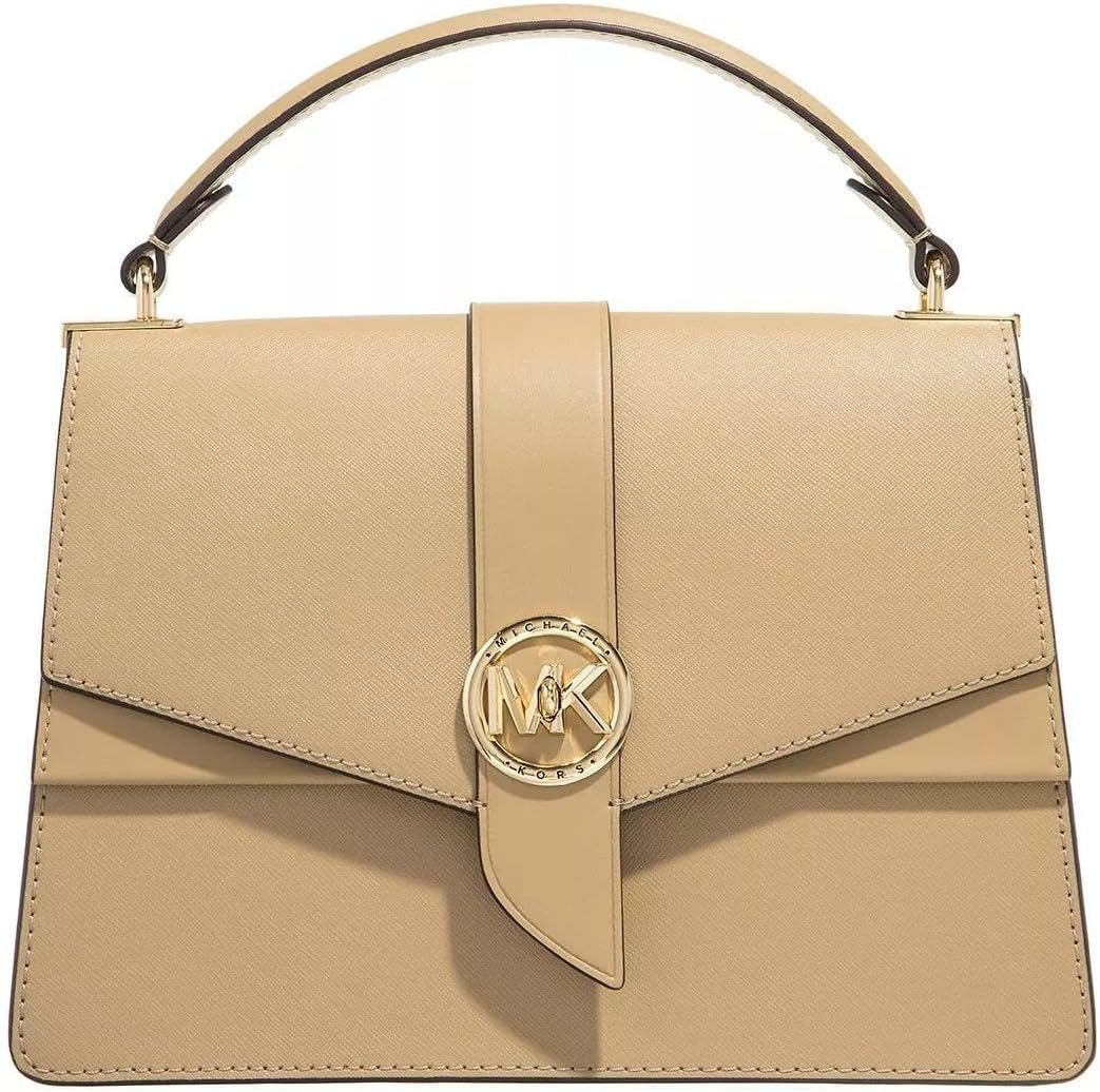 Michael Kors Ladies Md Th Satchel Borsa verde Borsa Donna Naty Shop Camel