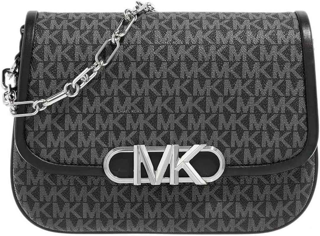 Michael Kors Borsa Parker Md Saddle Msgr da donna Borse da donna Naty Shop Blk/Opticwht