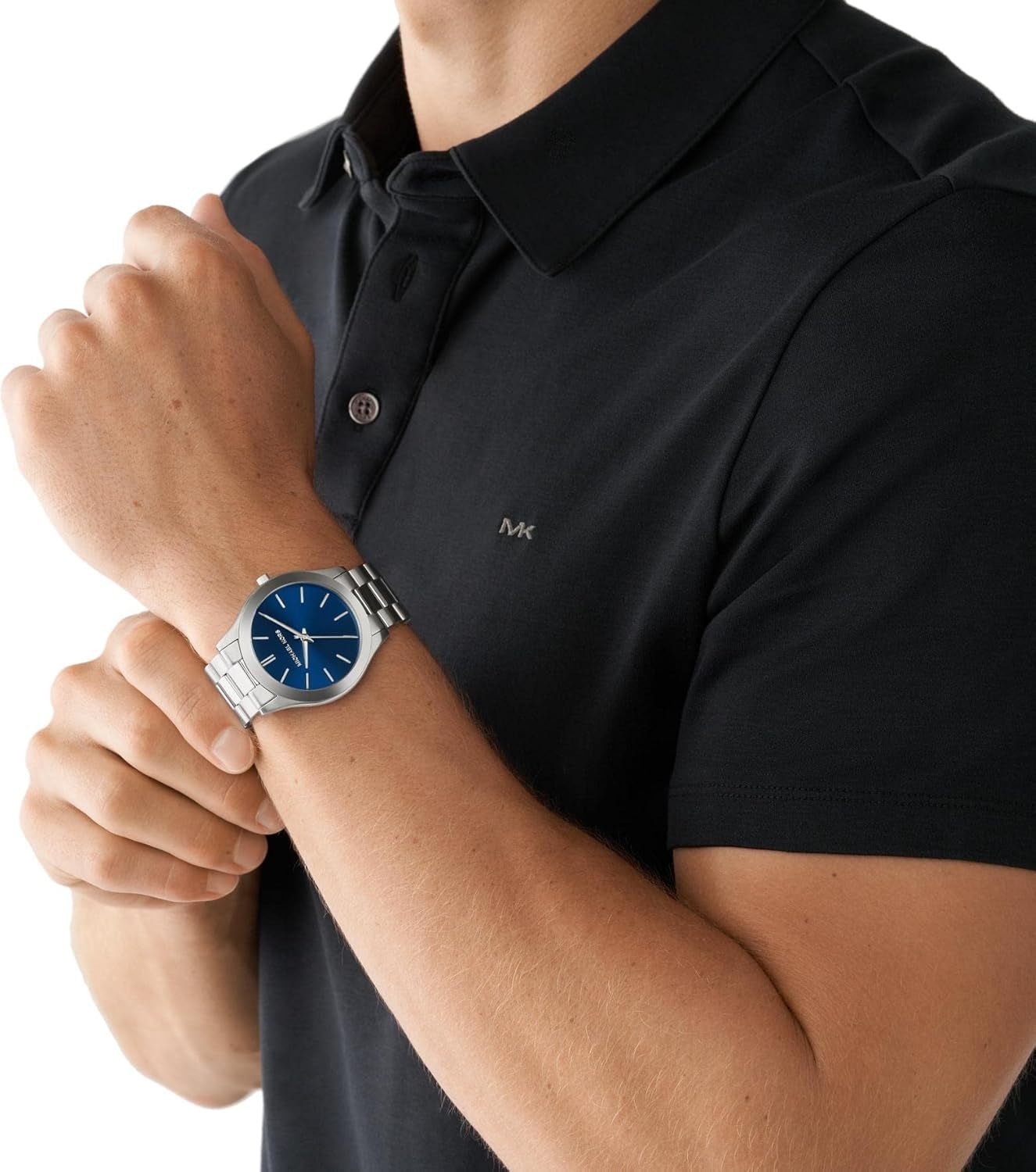 Michael Kors - Collezione Slim Runway Orologio da uomo in acciaio inossidabile color argento MK1060SET Portafoglio da uomo Naty Shop