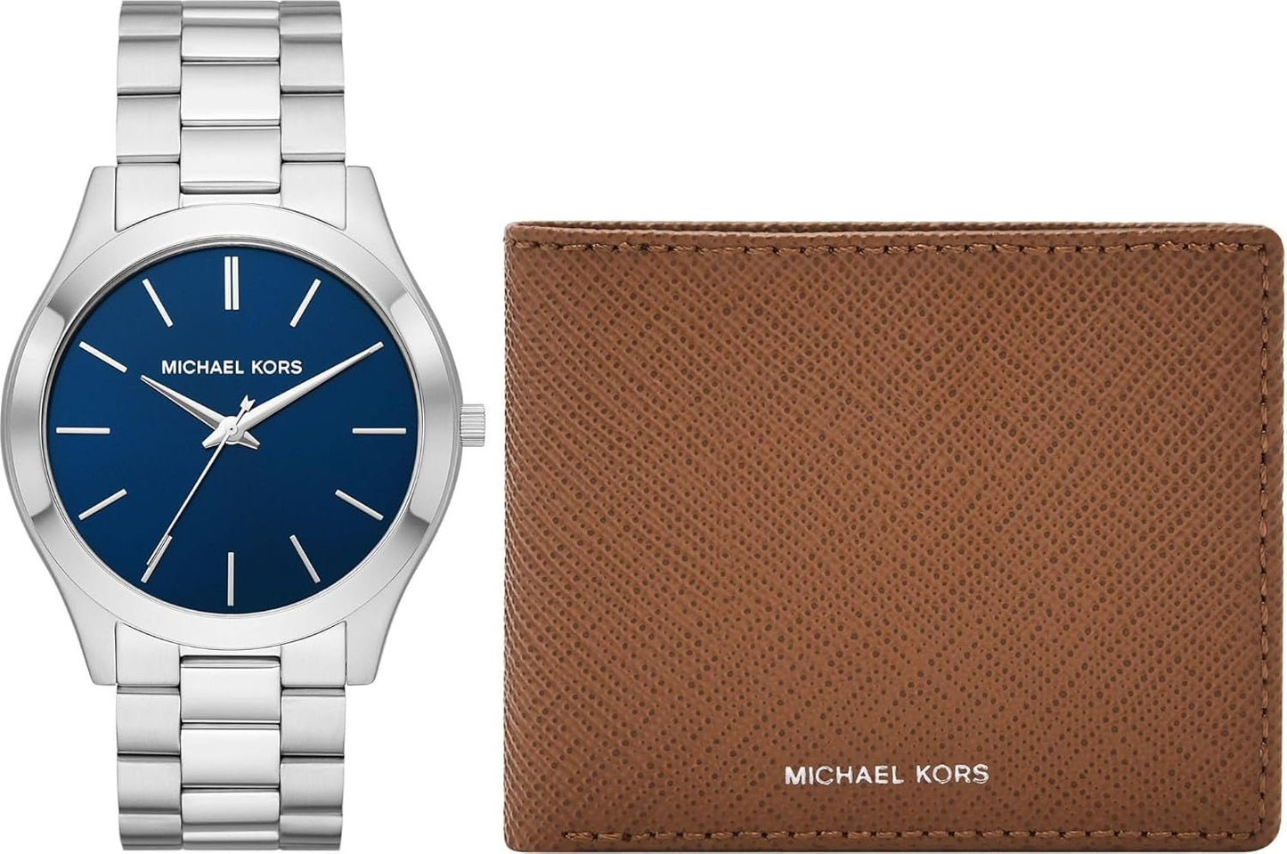 Michael Kors - Collezione Slim Runway Orologio da uomo in acciaio inossidabile color argento MK1060SET Portafoglio da uomo Naty Shop Titolo predefinito
