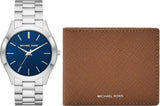 Michael Kors - Collezione Slim Runway Orologio da uomo in acciaio inossidabile color argento MK1060SET Portafoglio da uomo Naty Shop Titolo predefinito