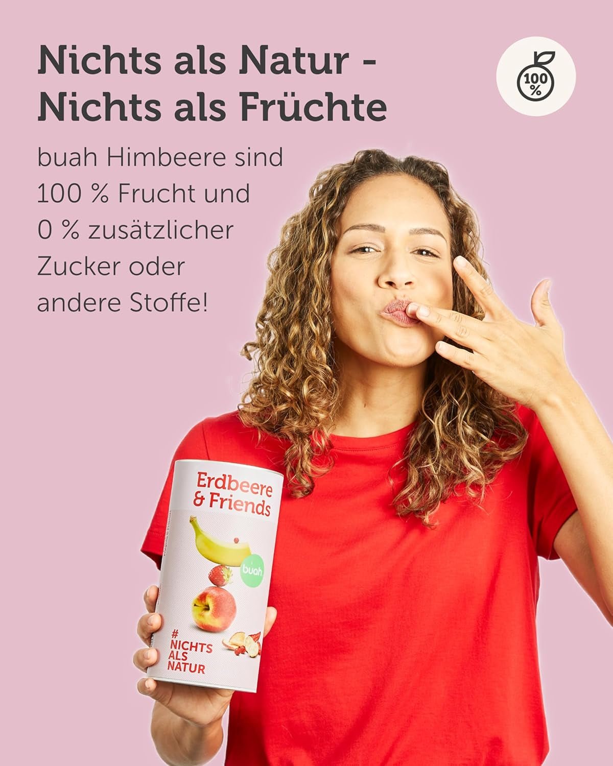 Mix di frutta liofilizzata BUAH® | Fragole, banane, mele e ribes liofilizzati senza zuccheri aggiunti | 100% frutta | Prodotti disidratati Naty Shop vegani, senza glutine, senza lattosio (140g).