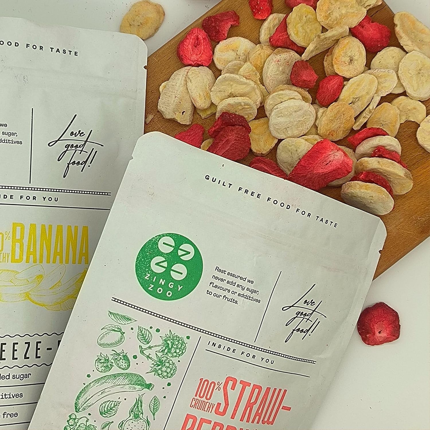 Mix di frutta liofilizzata ErdBana XL 300g | Banane liofilizzate + fragole liofilizzate Set degustazione frutta liofilizzata | Mix di frutta liofilizzata fragole e banane | ZingyZoo Prodotti disidratati Naty Shop