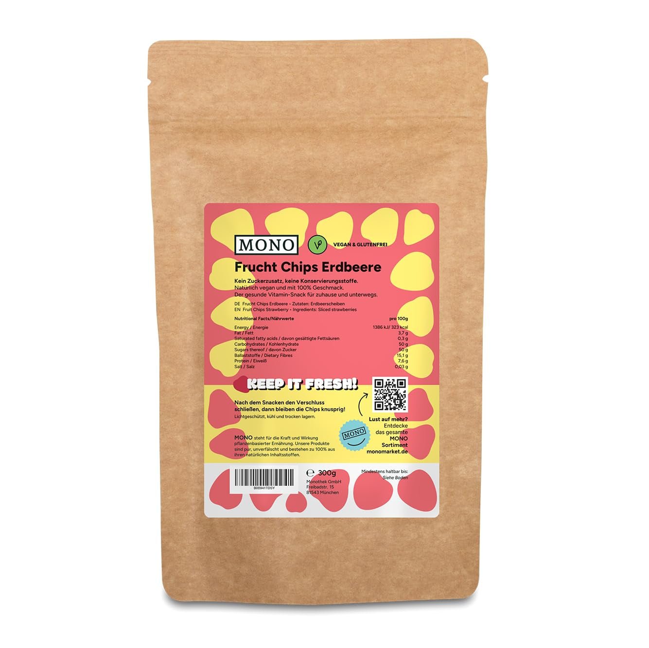 Patatine mono liofilizzate - patatine fragola 300g di fragole 100% naturali - frutta tropicale essiccata - frutta fragola essiccata - snack per muesli e dessert - patatine fragola Prodotti disidratati Naty Shop