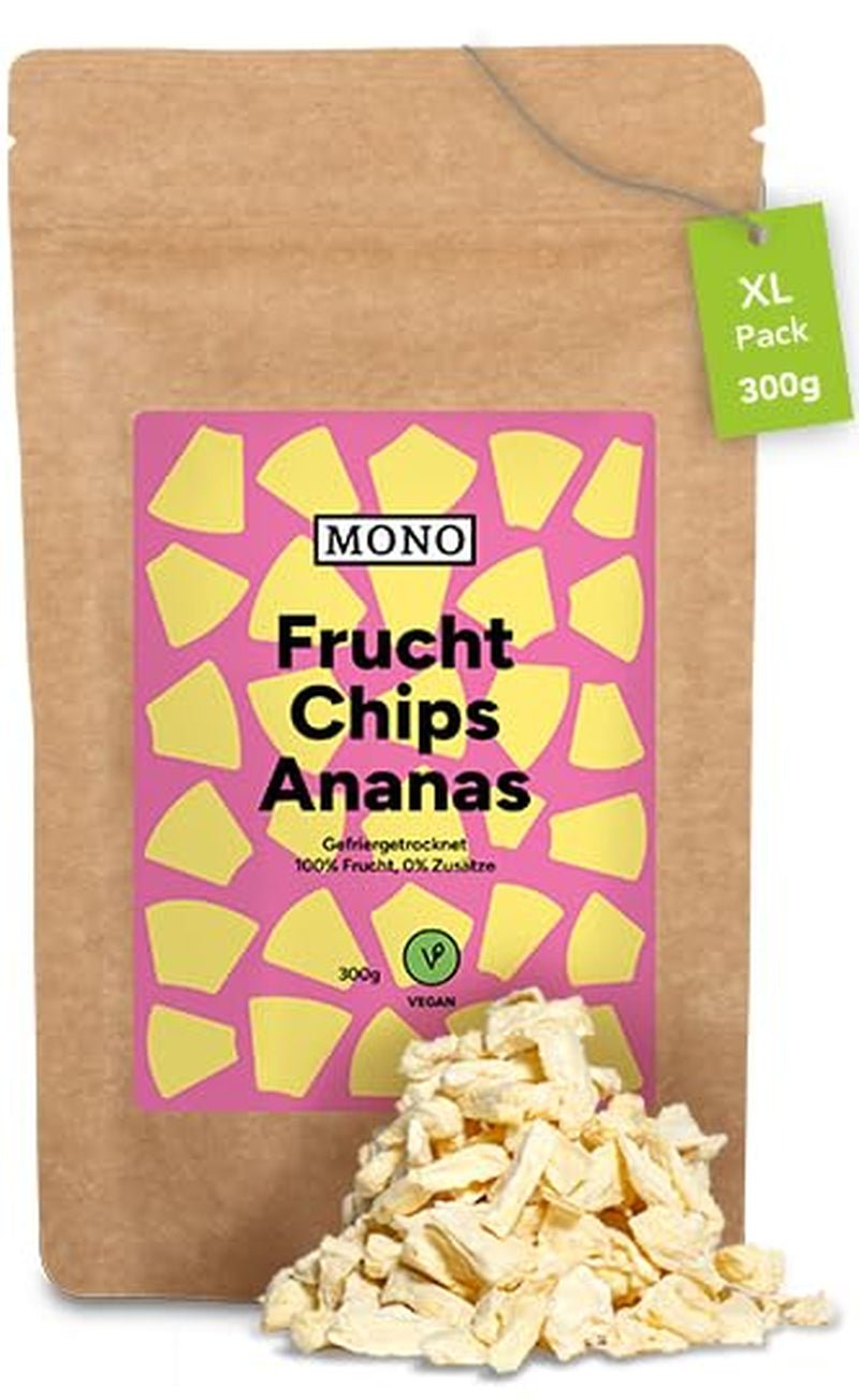 Patatine mono liofilizzate - chips di fragole da 300g di fragole 100% naturali - frutta tropicale essiccata - frutta secca di fragole - snack per muesli e dessert - chips di fragole Prodotti disidratati Naty Shop Chips di ananas