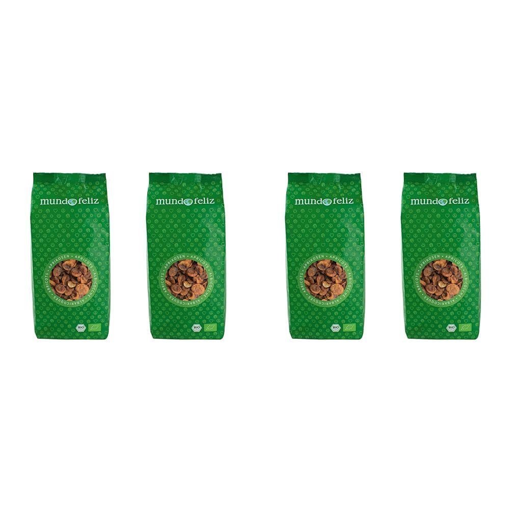 Mundo Feliz Albicocche Secche Biologiche con Noccioli 2 x 500g Prodotti Disidratati Il Mio Negozio 500G (Confezione da 4)