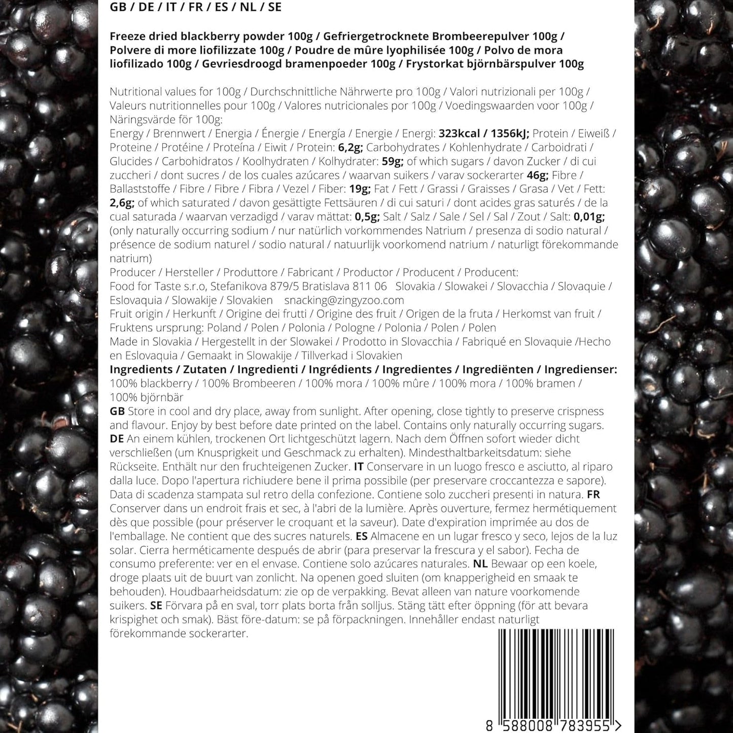 More liofilizzate in polvere | 100% frutta liofilizzata in polvere Frutta secca naturale senza additivi | frutta in polvere Frutta liofilizzata more in polvere Prodotti disidratati Naty Shop