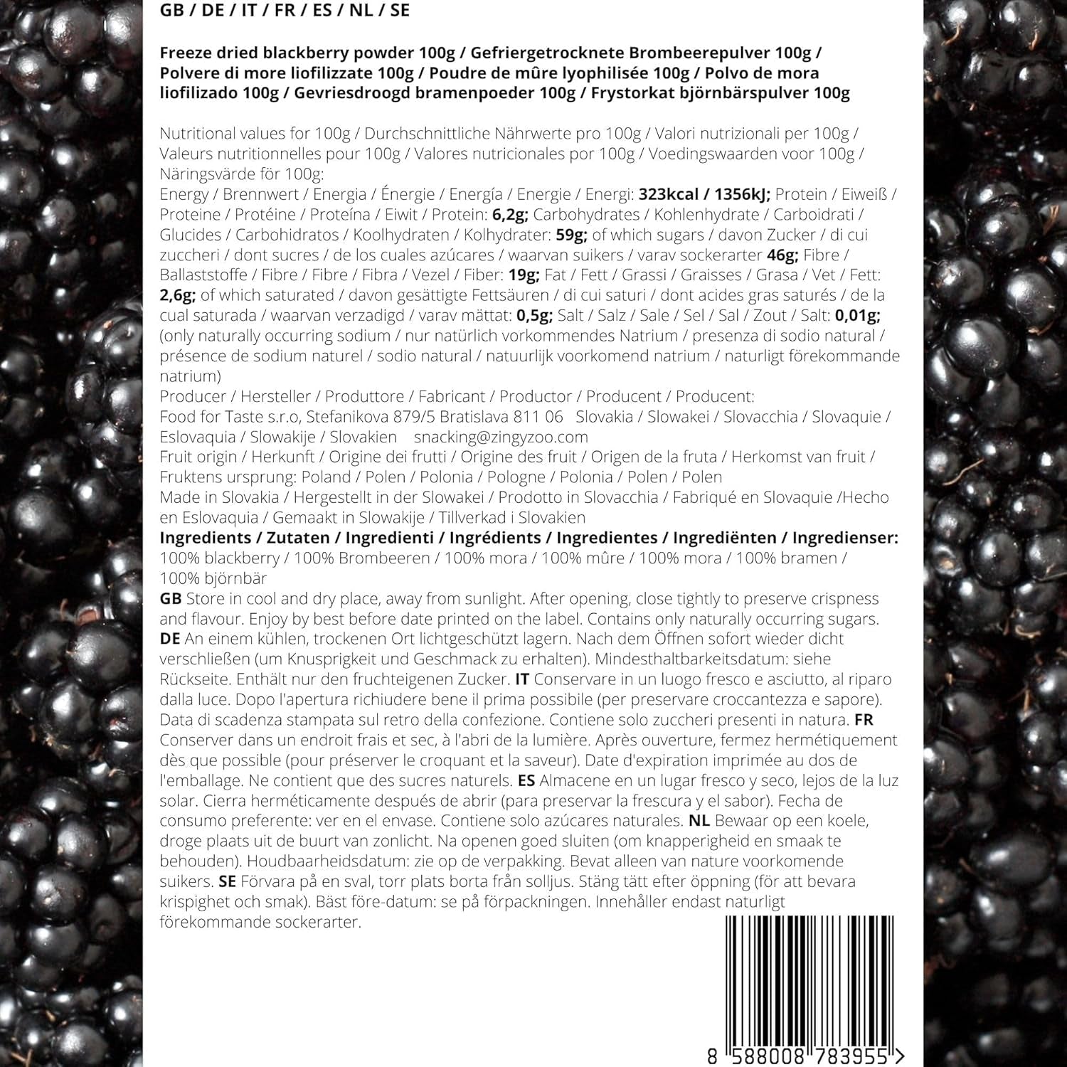 More liofilizzate in polvere | 100% frutta liofilizzata in polvere Frutta secca naturale senza additivi | frutta in polvere Frutta liofilizzata more in polvere Prodotti disidratati Naty Shop