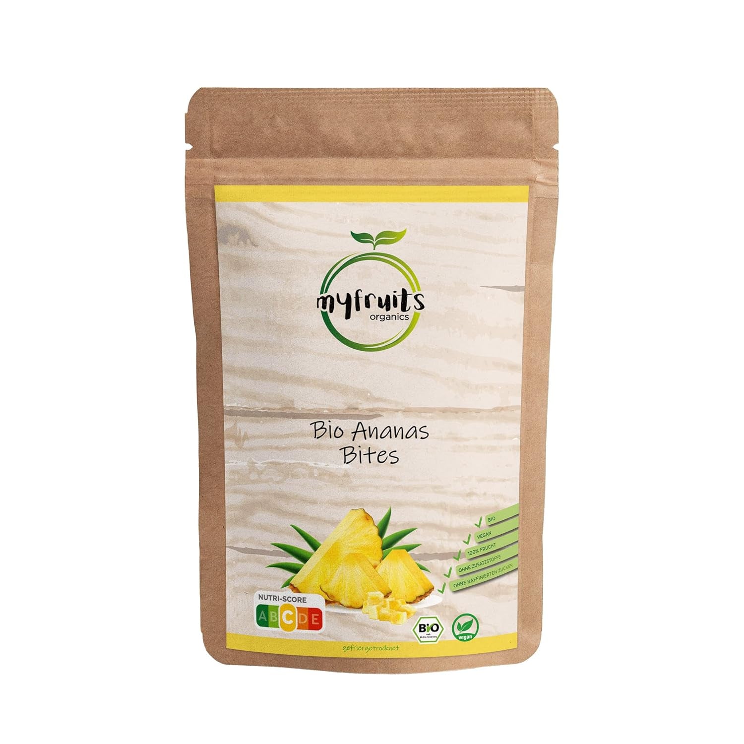 myfruits ananas liofilizzato biologico, 300g, frutta secca senza additivi, 100% ananas in pezzi grandi, frutta liofilizzata per muesli o come snack Prodotti disidratati Naty Shop 300 G