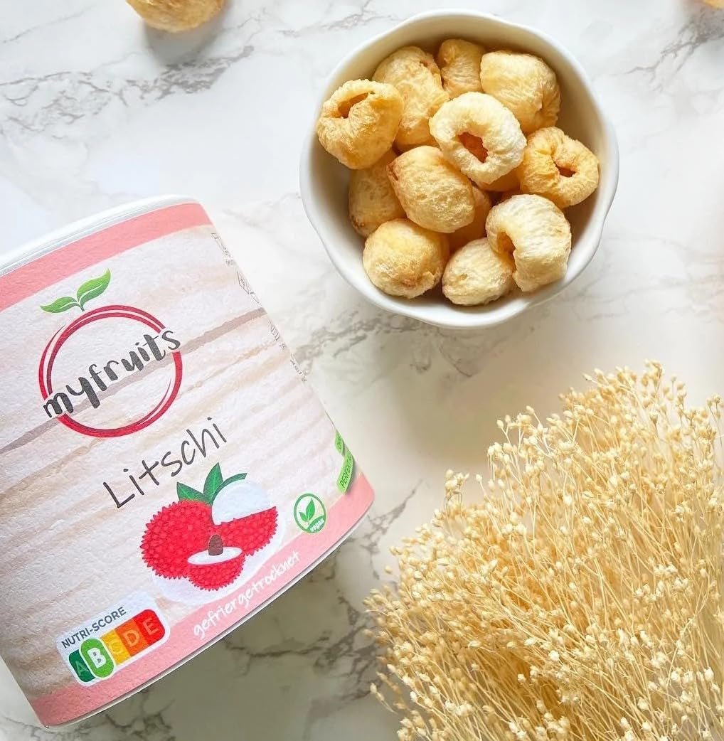 litchi myfruits, liofilizzato, 80g, senza additivi, 100% frutta, frutta liofilizzata e frutta secca Prodotti disidratati Naty Shop