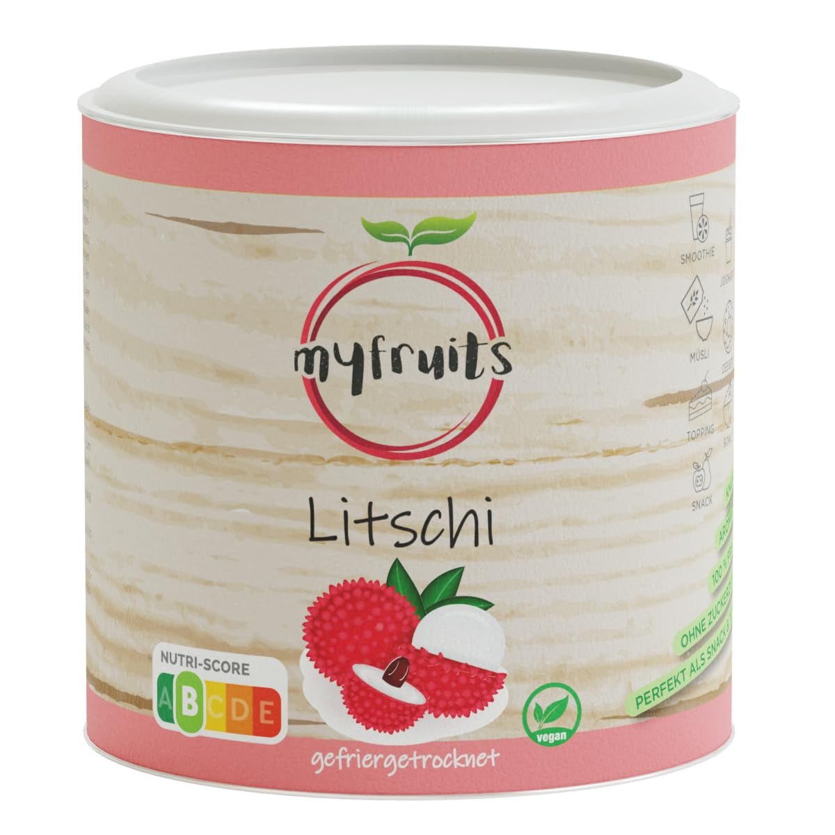 myfruits litchi liofilizzato, 80g, senza additivi, 100% frutta, frutta liofilizzata e frutta secca Prodotti disidratati Naty Shop Default title