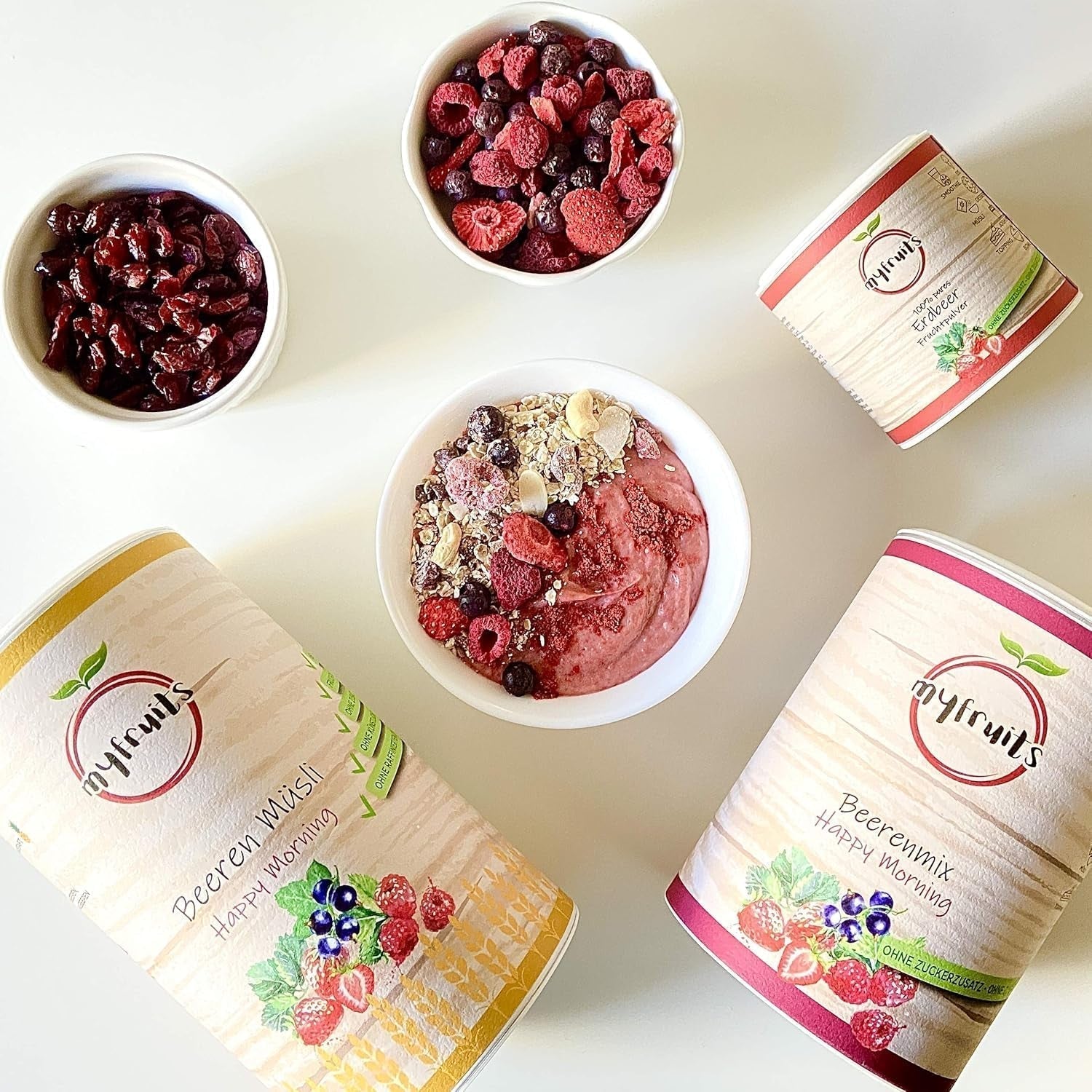 myfruits mix frutti di bosco, 300g, mix frutta e frutti di bosco liofilizzati, senza zuccheri aggiunti, fragole, lamponi, ribes rosso, mix frutta secca Prodotti disidratati Naty Shop