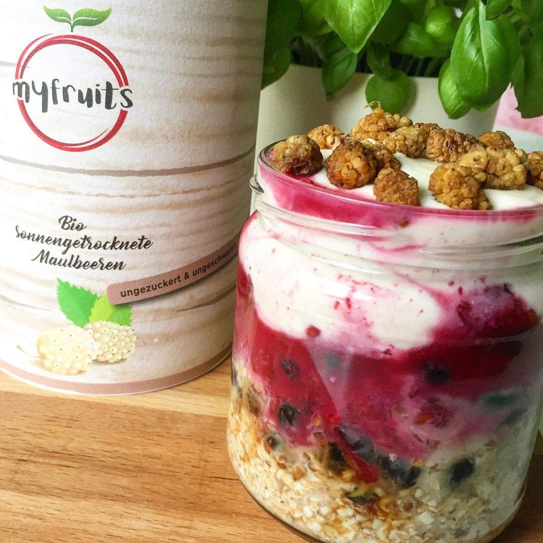 more essiccate biologiche myfruits, 750 g, essiccate al sole, senza additivi. Da agricoltura biologica certificata, more bianche essiccate Naty Shop prodotti disidratati