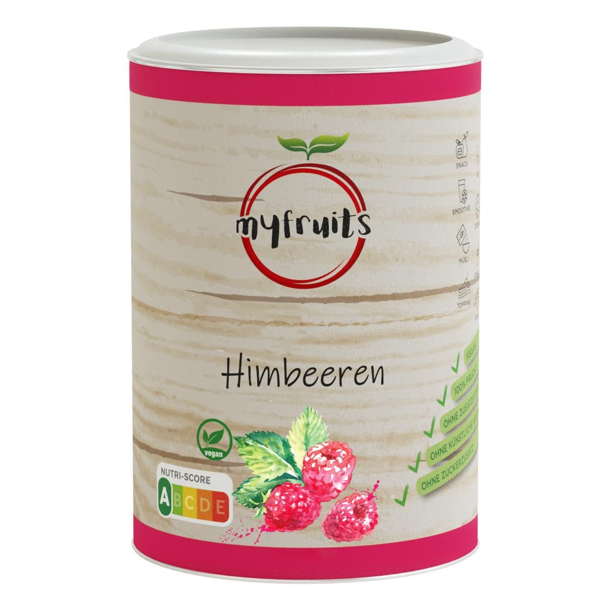 myfruits lamponi liofilizzati, 300g, senza additivi, 100% lamponi secchi, frutta liofilizzata per muesli o come spuntino... Prodotti disidratati Naty Shop 70 G (1 confezione)