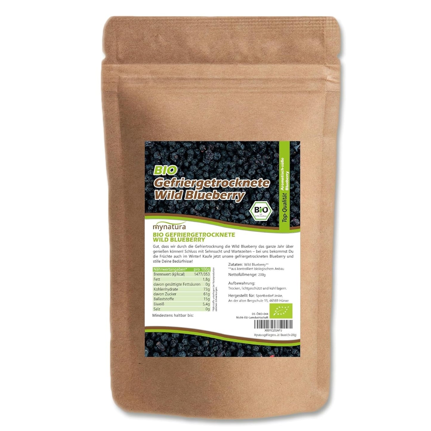 Mirtilli selvatici liofilizzati bio Mynatura I Mirtilli I Frutta I Bacche I Prodotto naturale I Qualità biologica I Busta (1x 200g) Prodotti disidratati Naty Shop 200 G (1 confezione)