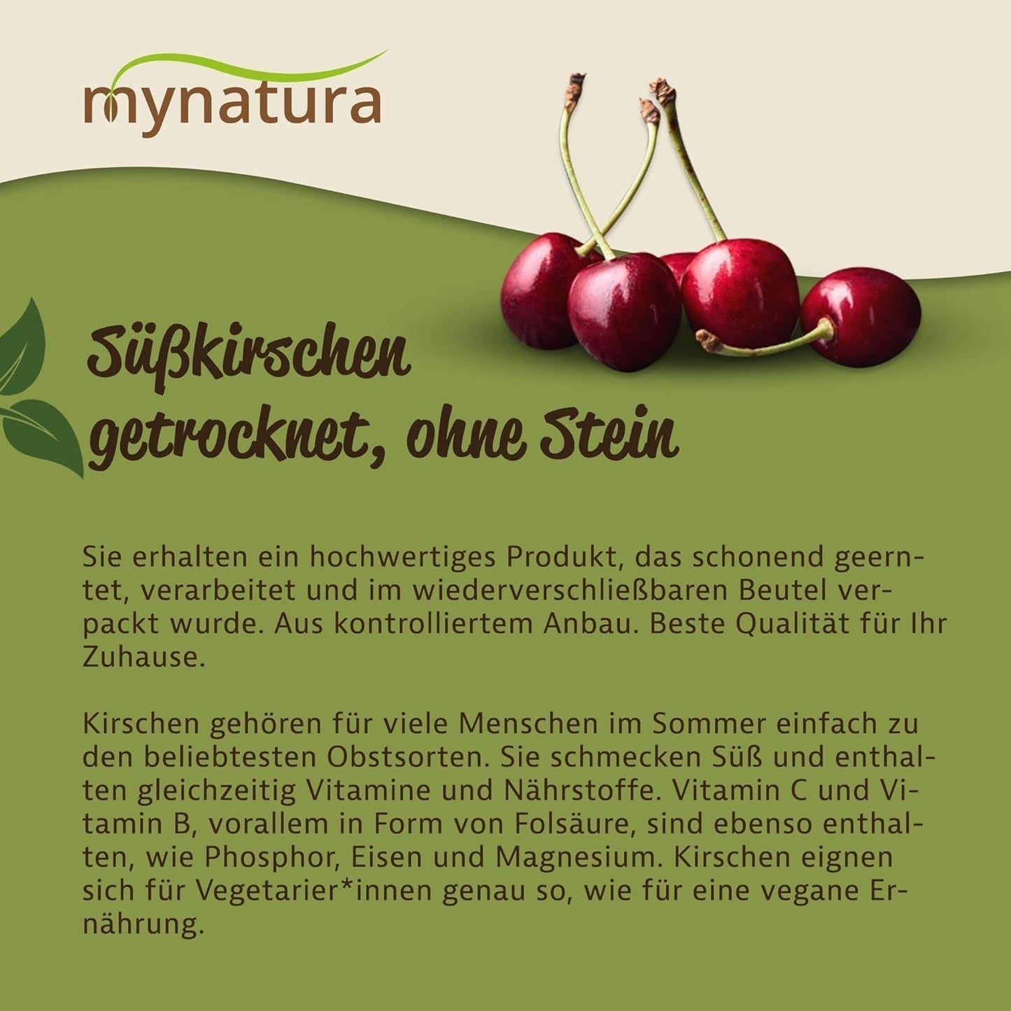 Ciliegie dolci, essiccate e senza semi Mynatura I Senza zucchero I Frutta secca I Senza additivi I Cottura al forno I Ciliegie I Snack I Muesli I Vegan I Busta (1x 1000g) Prodotti disidratati Naty Shop