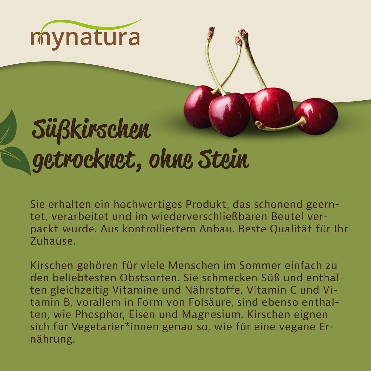 Ciliegie dolci, essiccate e senza semi Mynatura I Senza zucchero I Frutta secca I Senza additivi I Cottura al forno I Ciliegie I Snack I Muesli I Vegan I Busta (1x 1000g) Prodotti disidratati Naty Shop