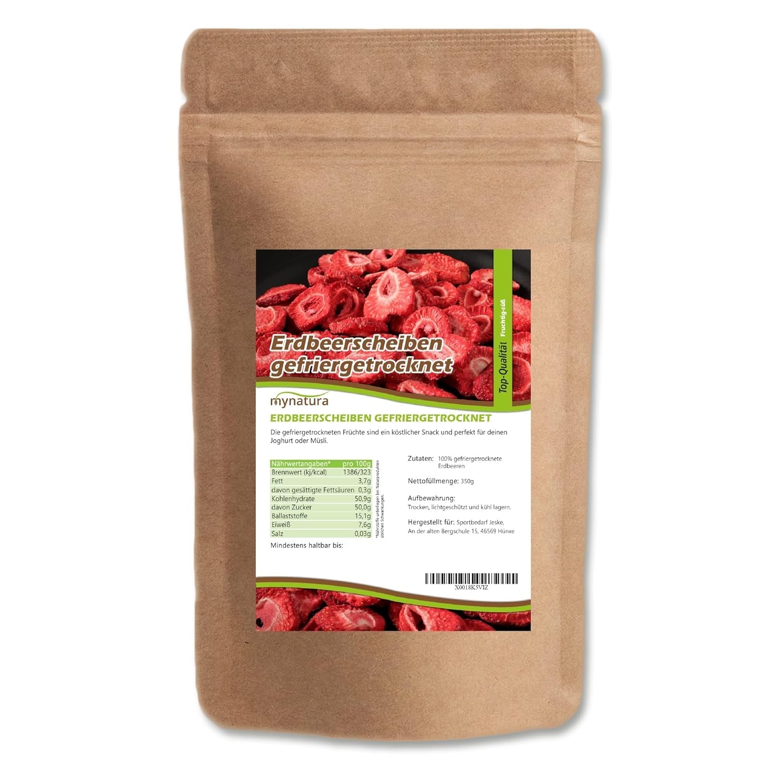 Mynatura fragole a fette liofilizzate I verdura I al naturale I frutta secca I frutta I - leggermente essiccata (1 x 350g) Prodotti disidratati Naty Shop 350 G (1 confezione)